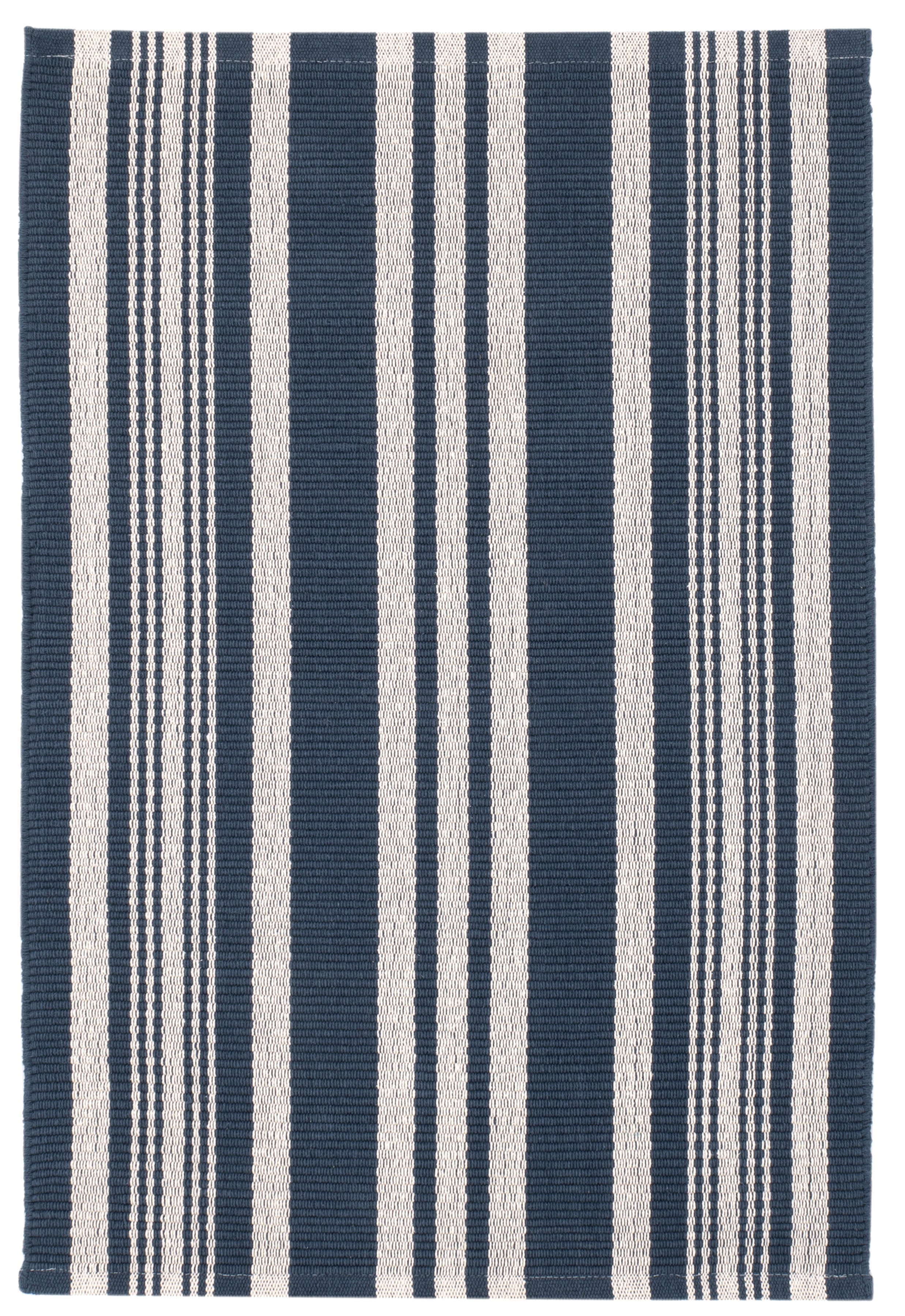 Irving Stripe Navy Handwoven Cotton Rug