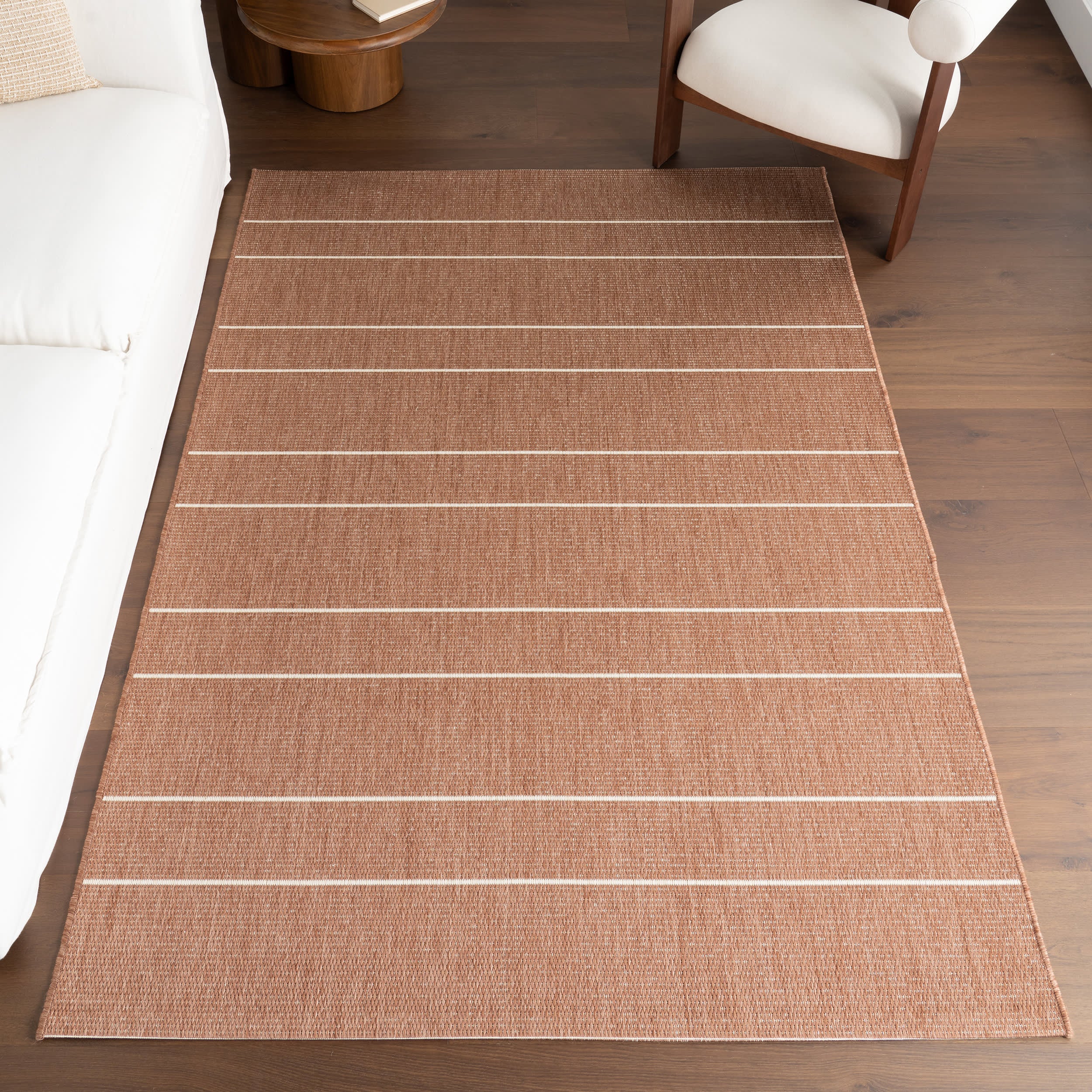 Venetian Pinstripes Indoor/Outdoor Rug | Brown