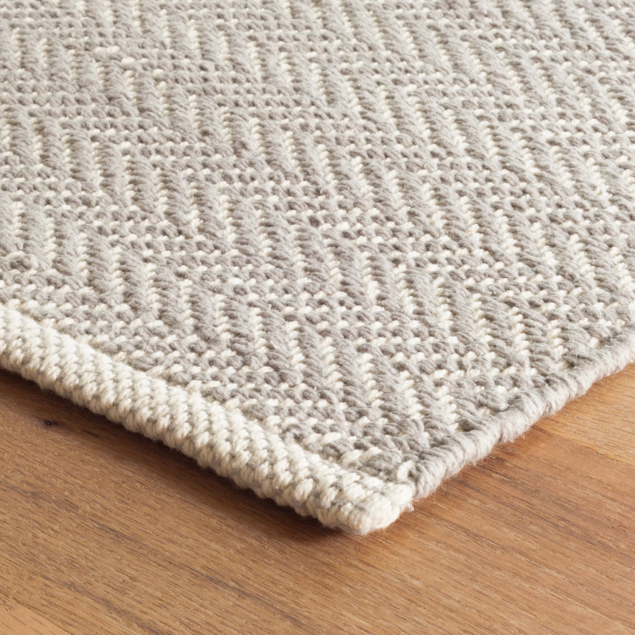 Herringbone Dove Grey Handwoven Cotton Rug