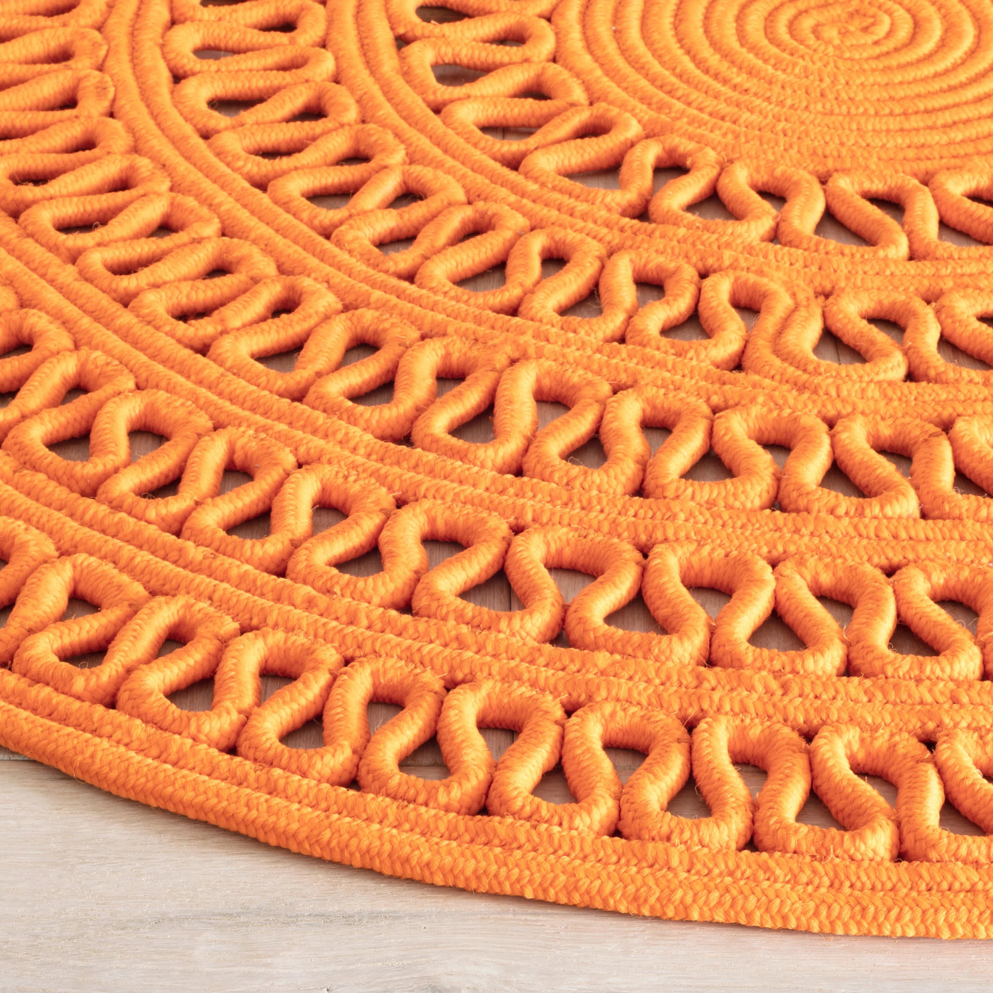 Bowline Tangerine Handwoven Indoor/Outdoor Round Rug