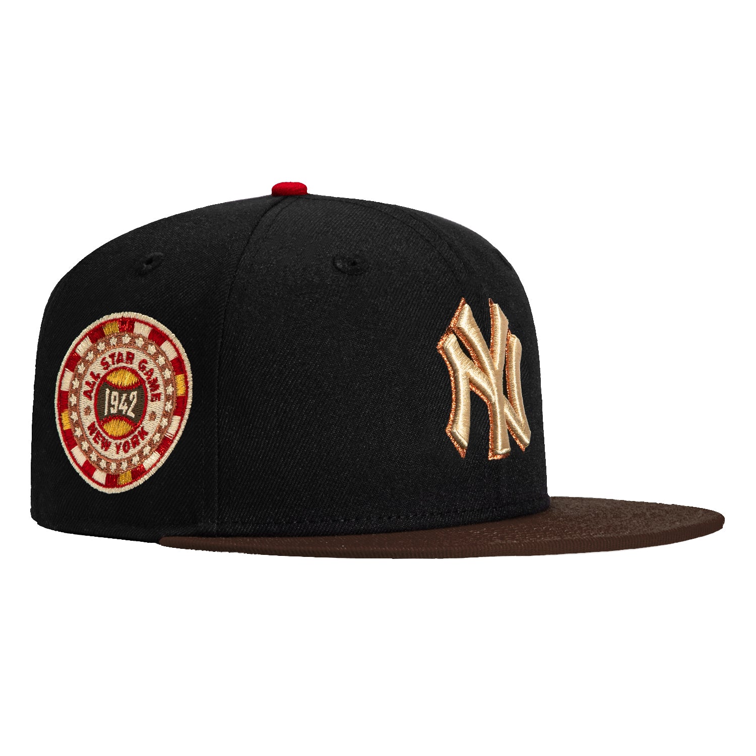 New Era 59Fifty Valentine's Day New York Yankees 1942 All Star Game Patch Hat - Black, Brown