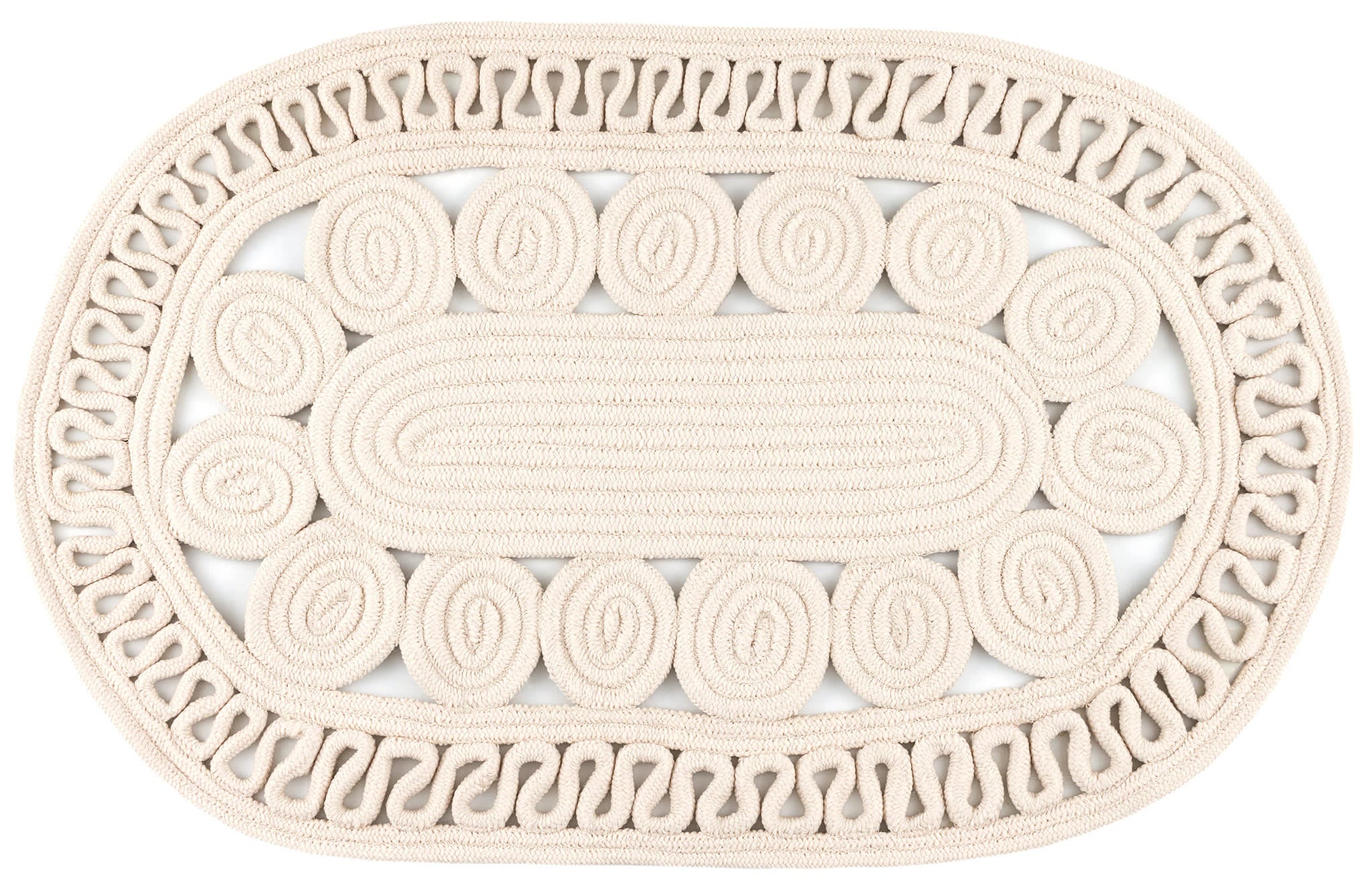 Reef Ivory Handwoven Indoor/Outdoor Oval Rug