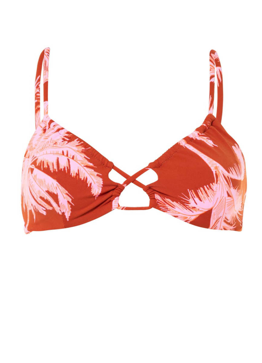 Maaji Darkred Palms Kelly Loop Front Triangle Bikini Top