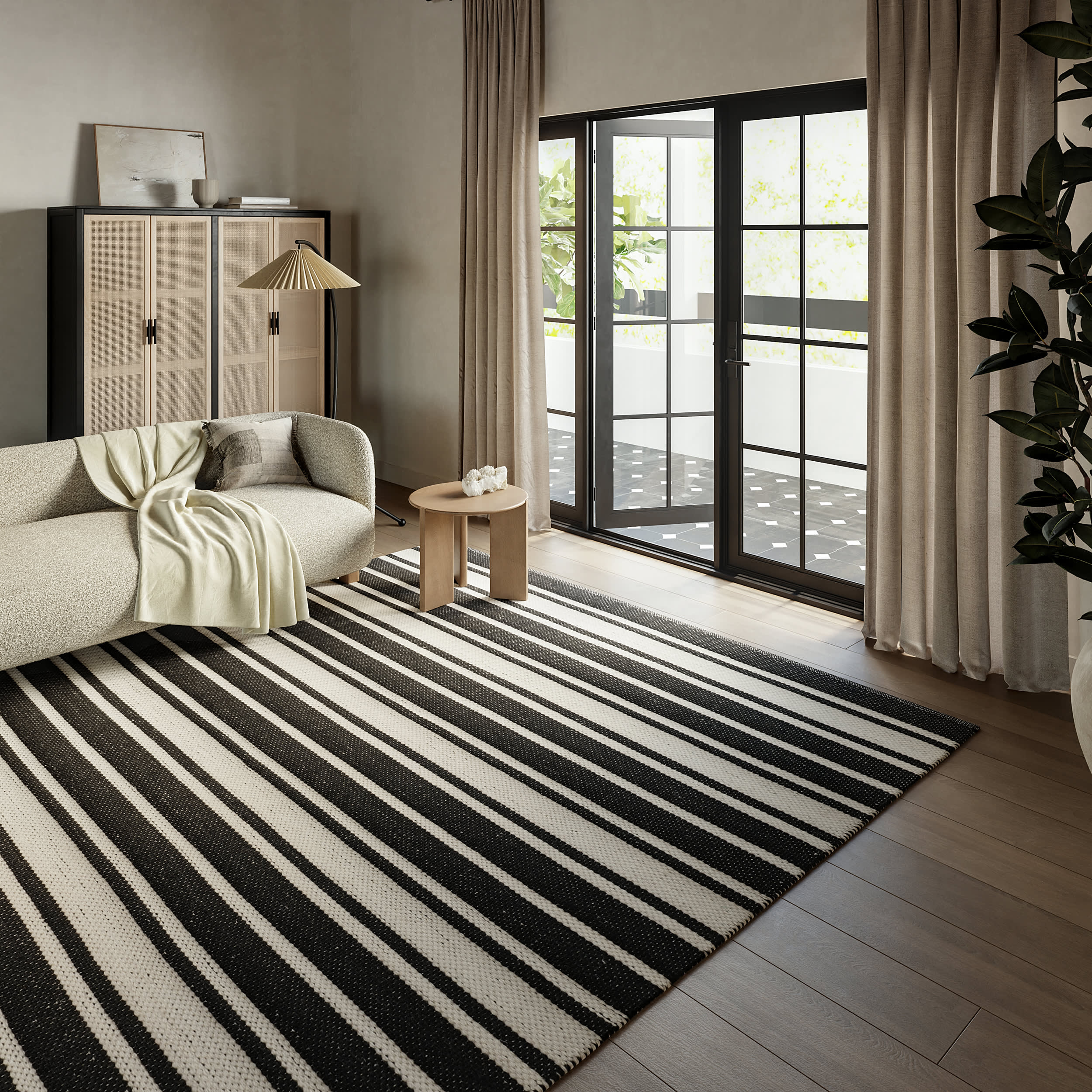 Bowery Striped Wool Rug | Charcoal