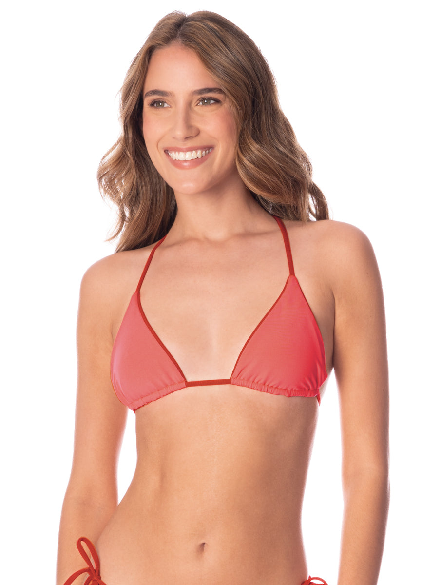 Maaji Red Camelia Balmy Sliding Triangle Bikini Top