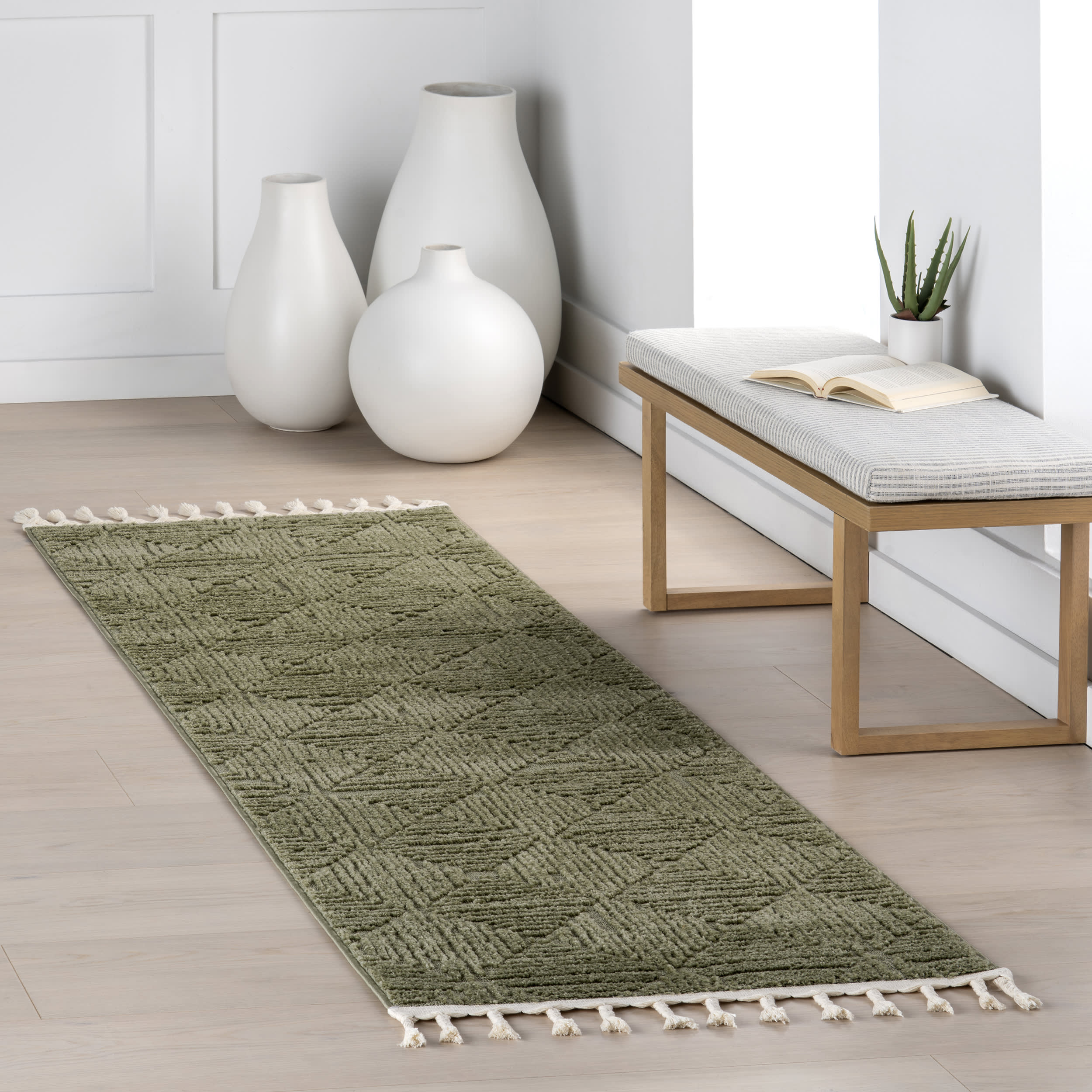 Shafali Tiled Trellis Rug | Green