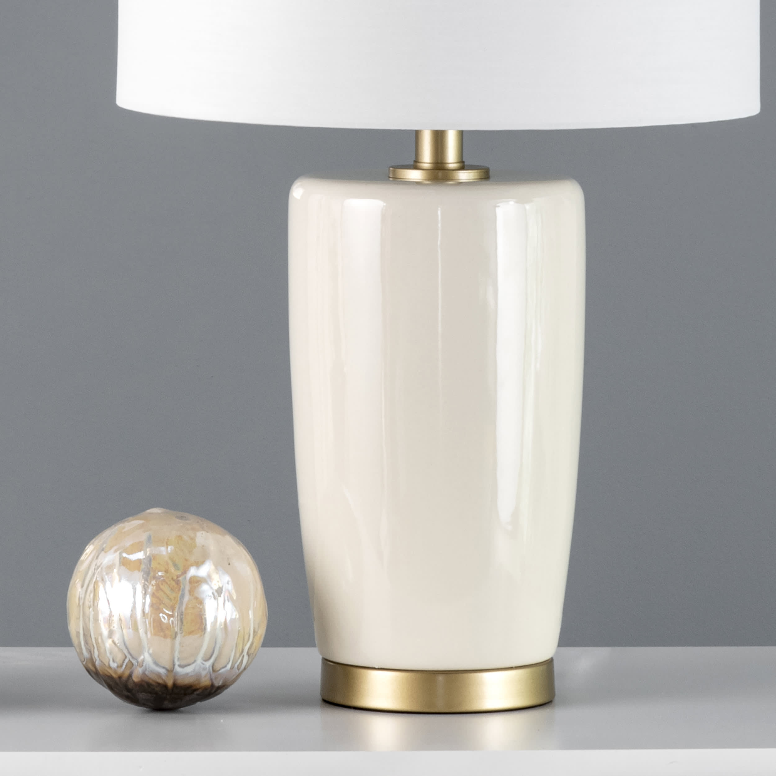 24-inch Glazed Ceramic Vase Table Lamp | Cream