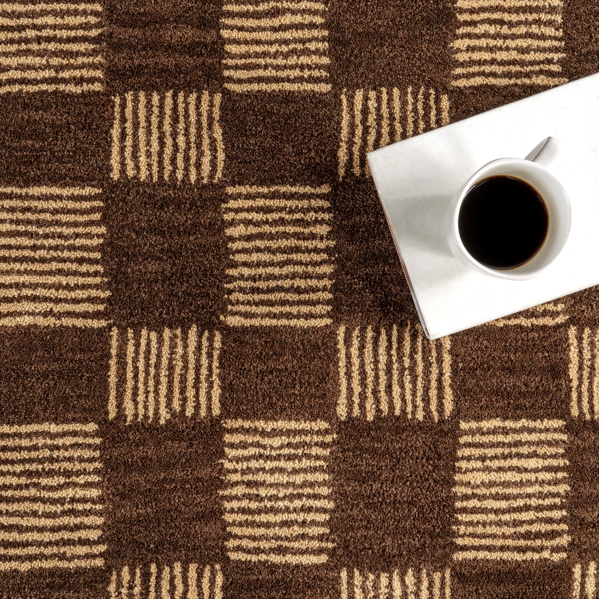 Quince Checked Wool Rug | Brown