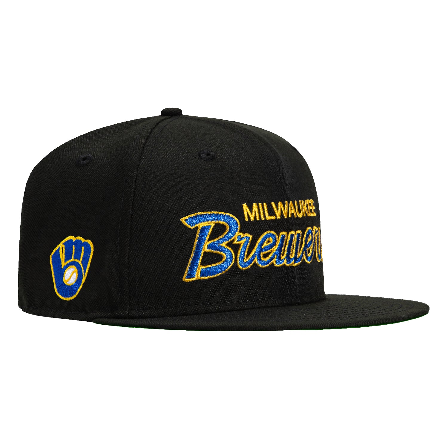 New Era 59Fifty Milwaukee Brewers Logo Patch Script Hat - Black