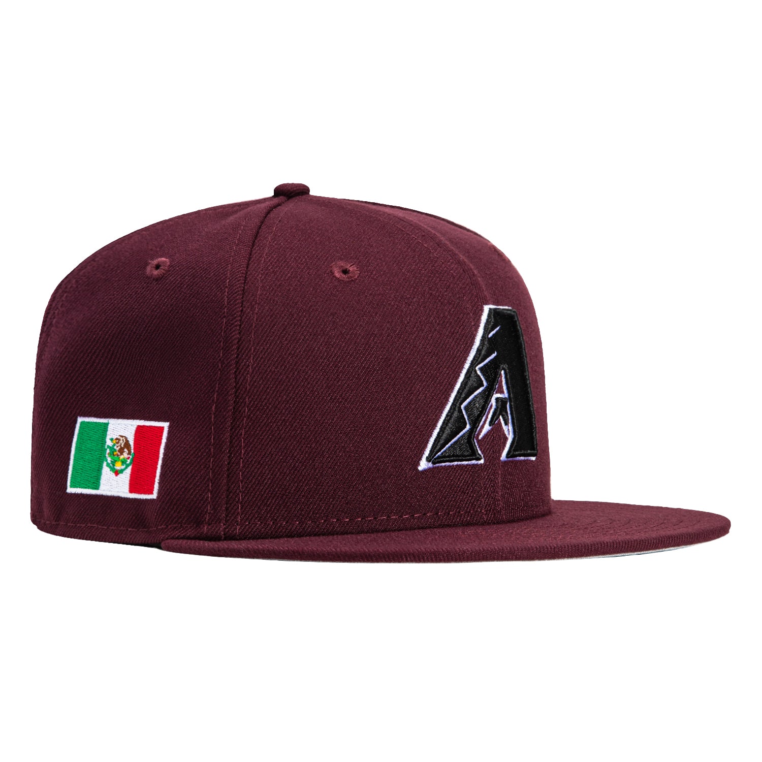 New Era 59Ffity Arizona Diamondbacks Mexico Flag Patch Hat - Maroon, Black, White