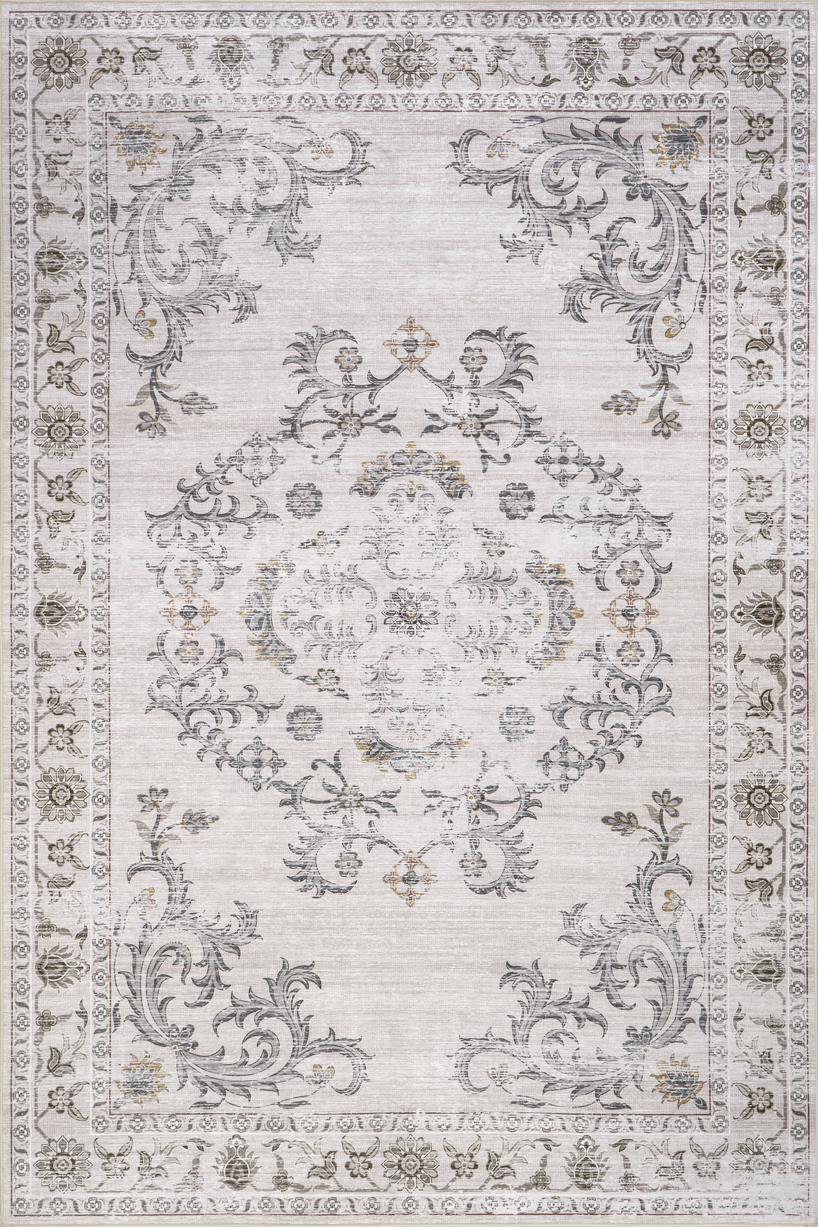 Amalea Medallion Spill Proof Washable Rug | Beige