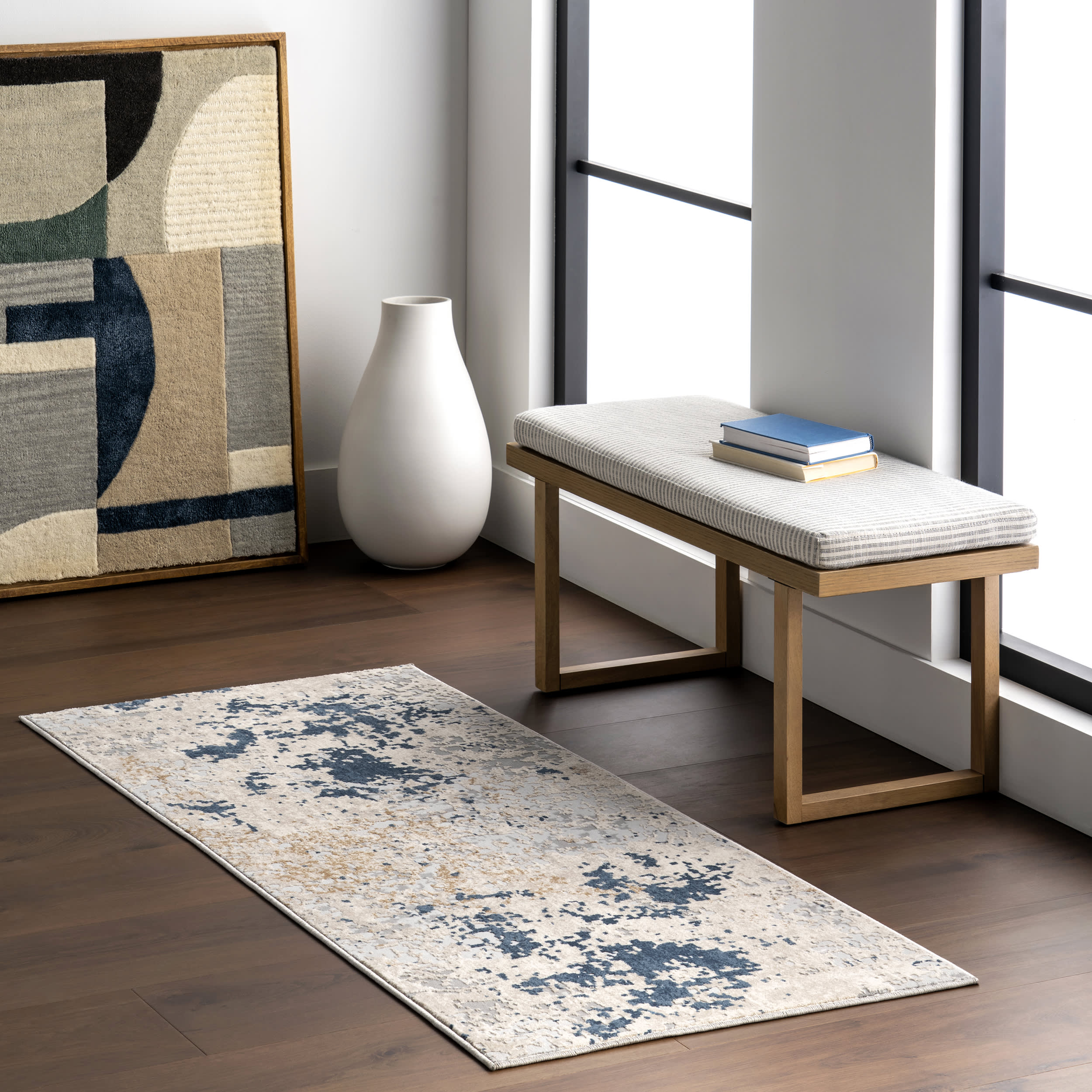 Ricki Mottled Abstract Rug | Light Grey