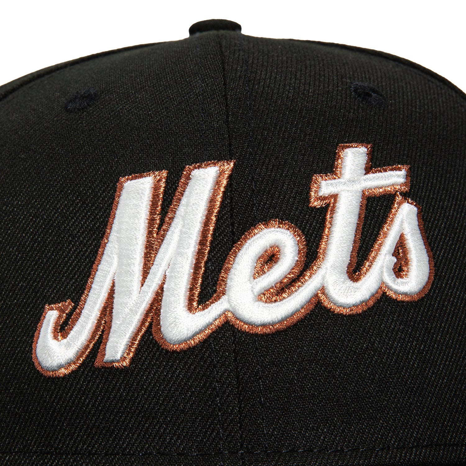 New Era 59Fifty New York Mets 50th Anniversary Patch Script Hat - Black, Ivory, Metallic Copper