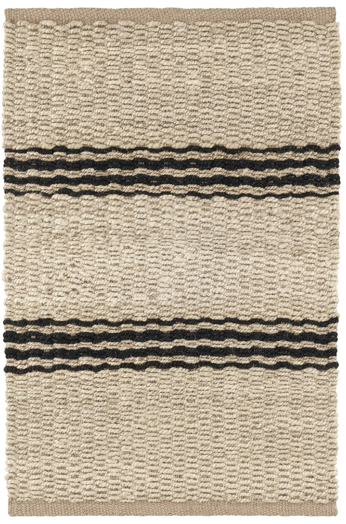 Jute Ticking Black Handwoven Jute Rug