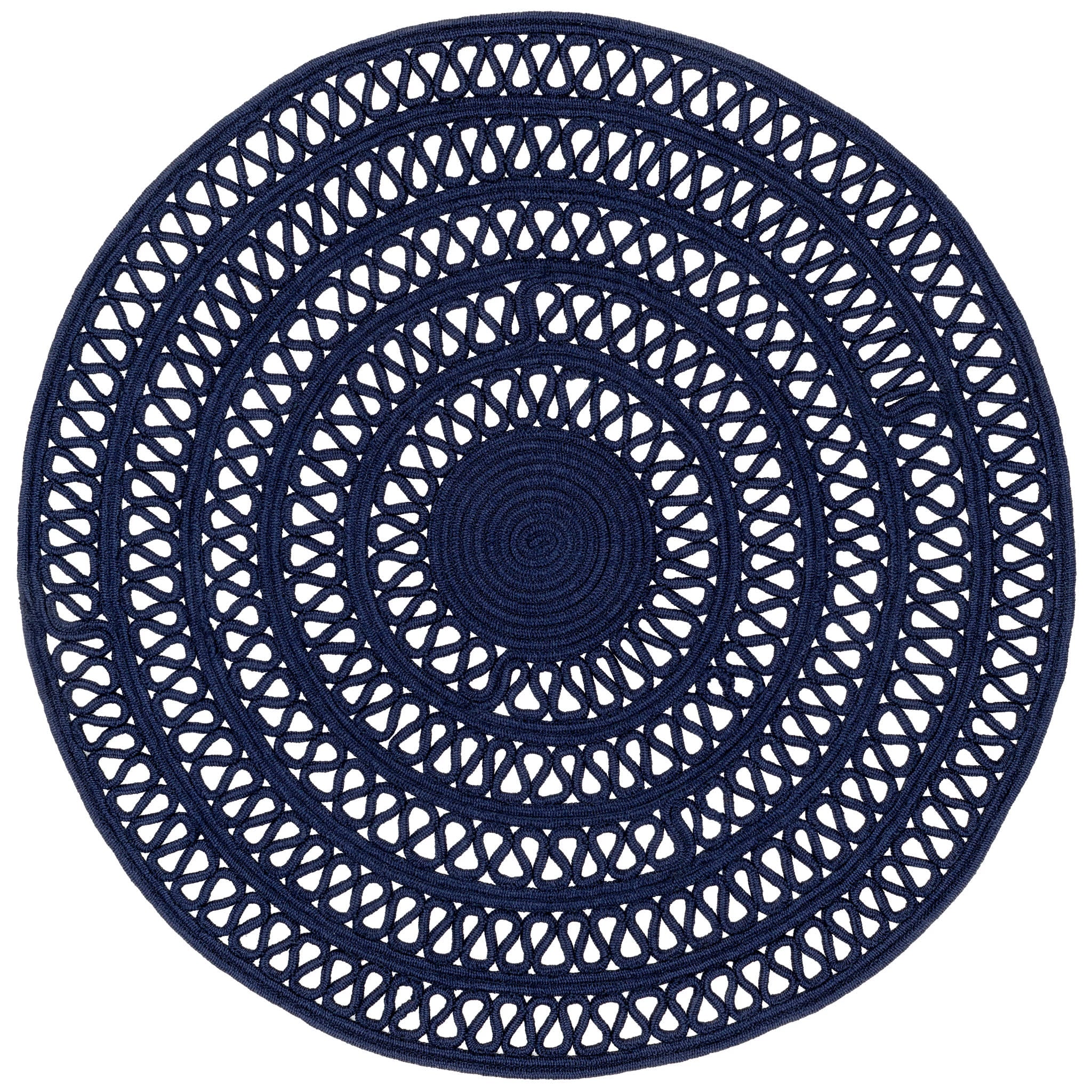 Bowline Navy Handwoven Indoor/Outdoor Round Rug