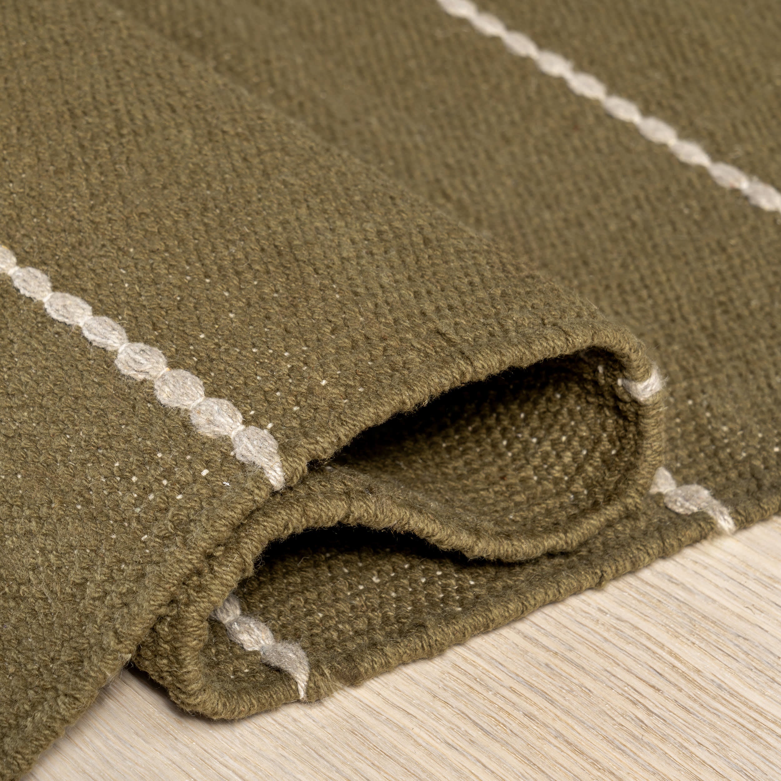 Nightwalk Striped Wool Rug | Olive Green