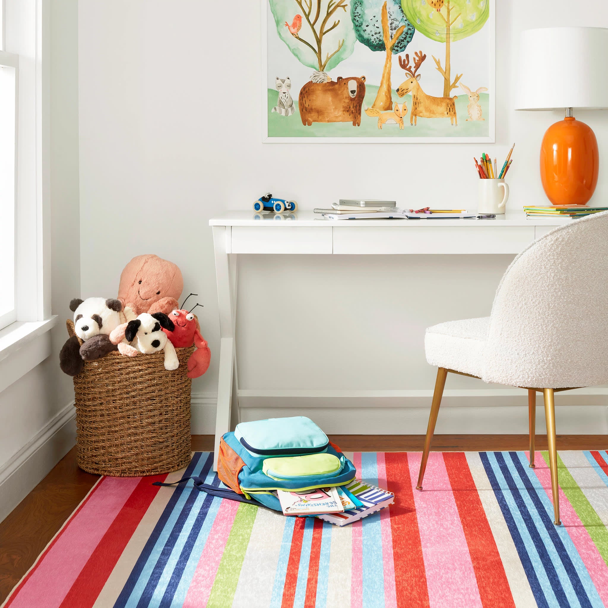 Beach Stripe Multi Machine Washable Rug