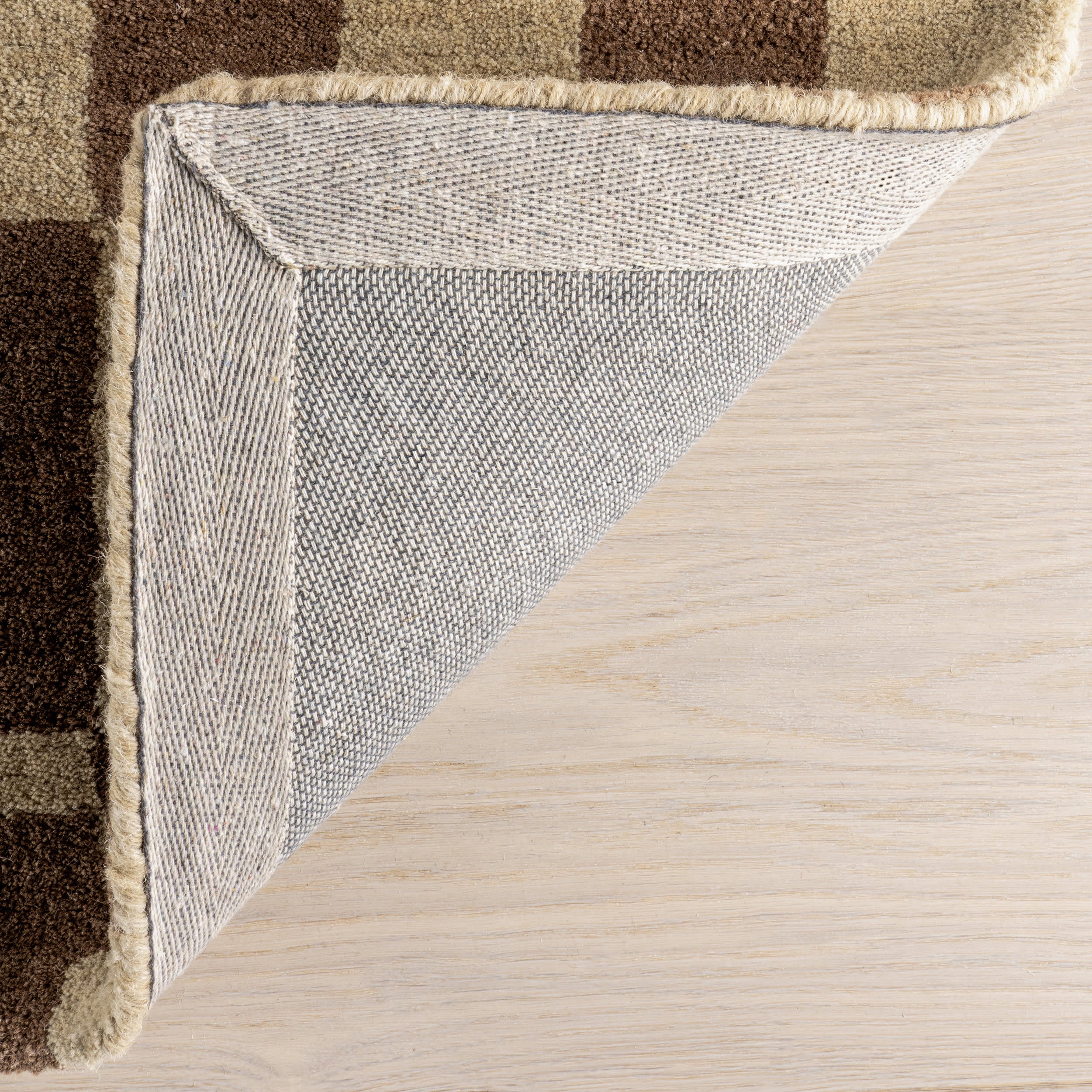 Kai Checkerboard Wool Rug | Mocha Brown