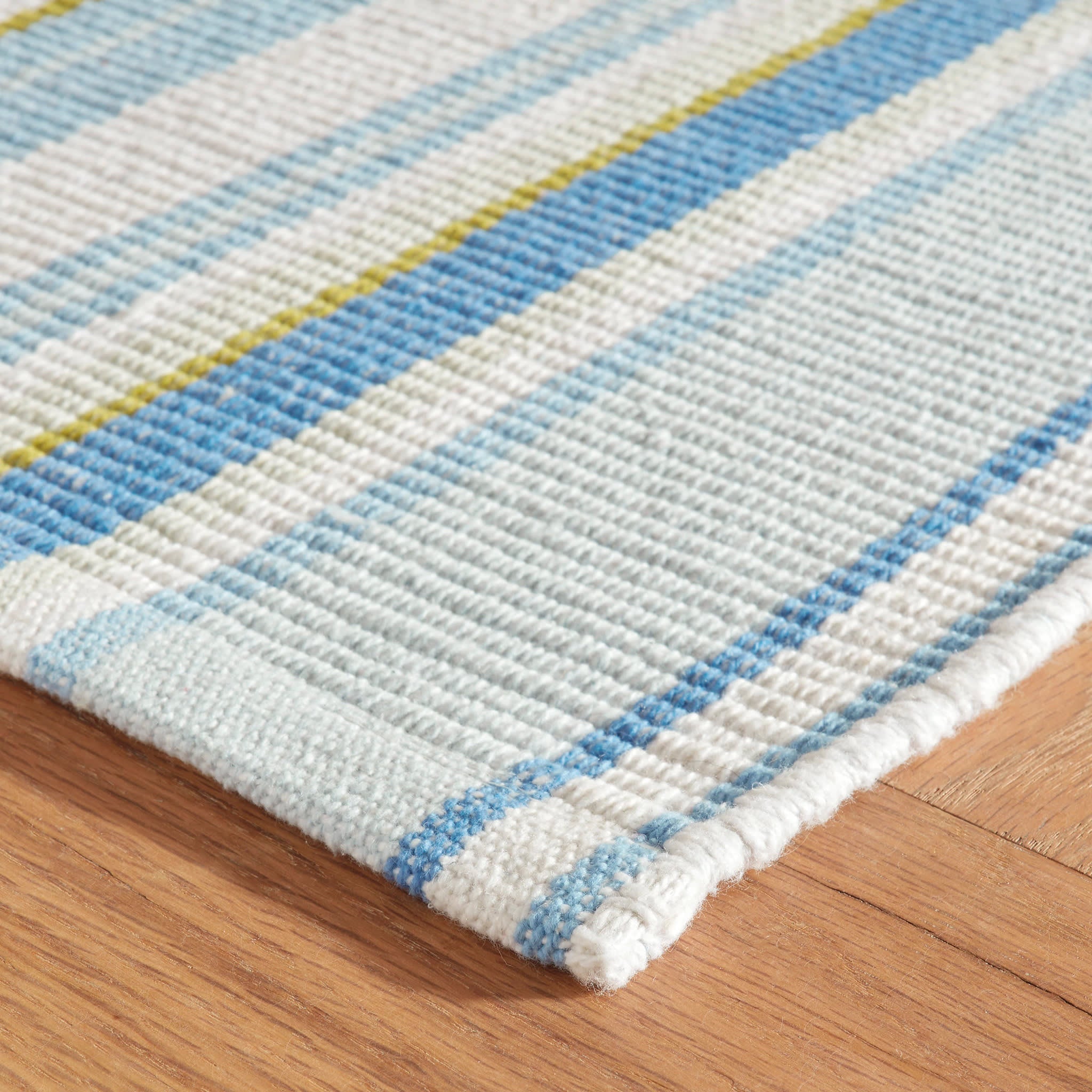 Daphne Stripe French Blue Handwoven Cotton Rug