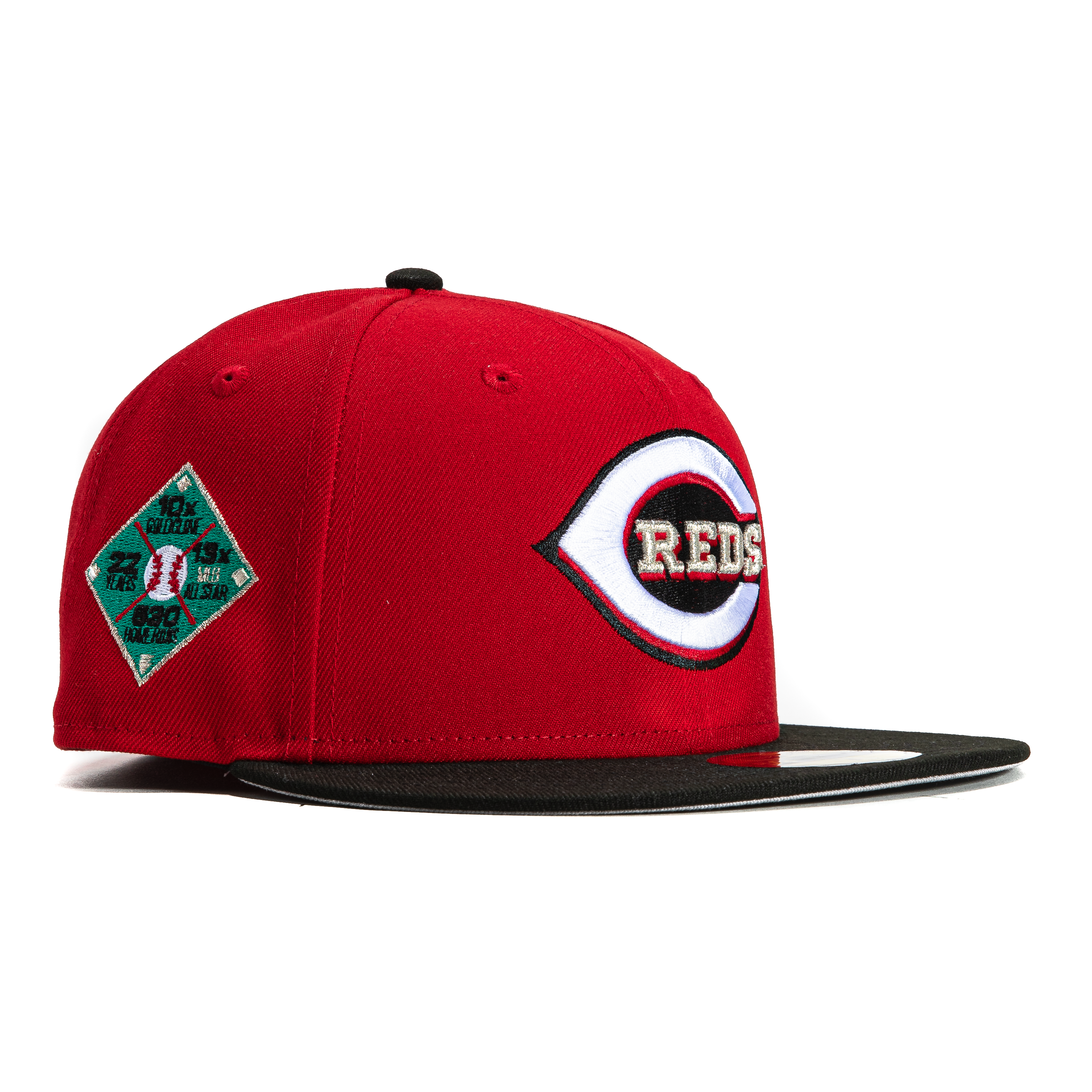 New Era 59Fifty Cincinnati Reds Ken Griffey Jr. Logo Patch Hat - Red, Black, Teal