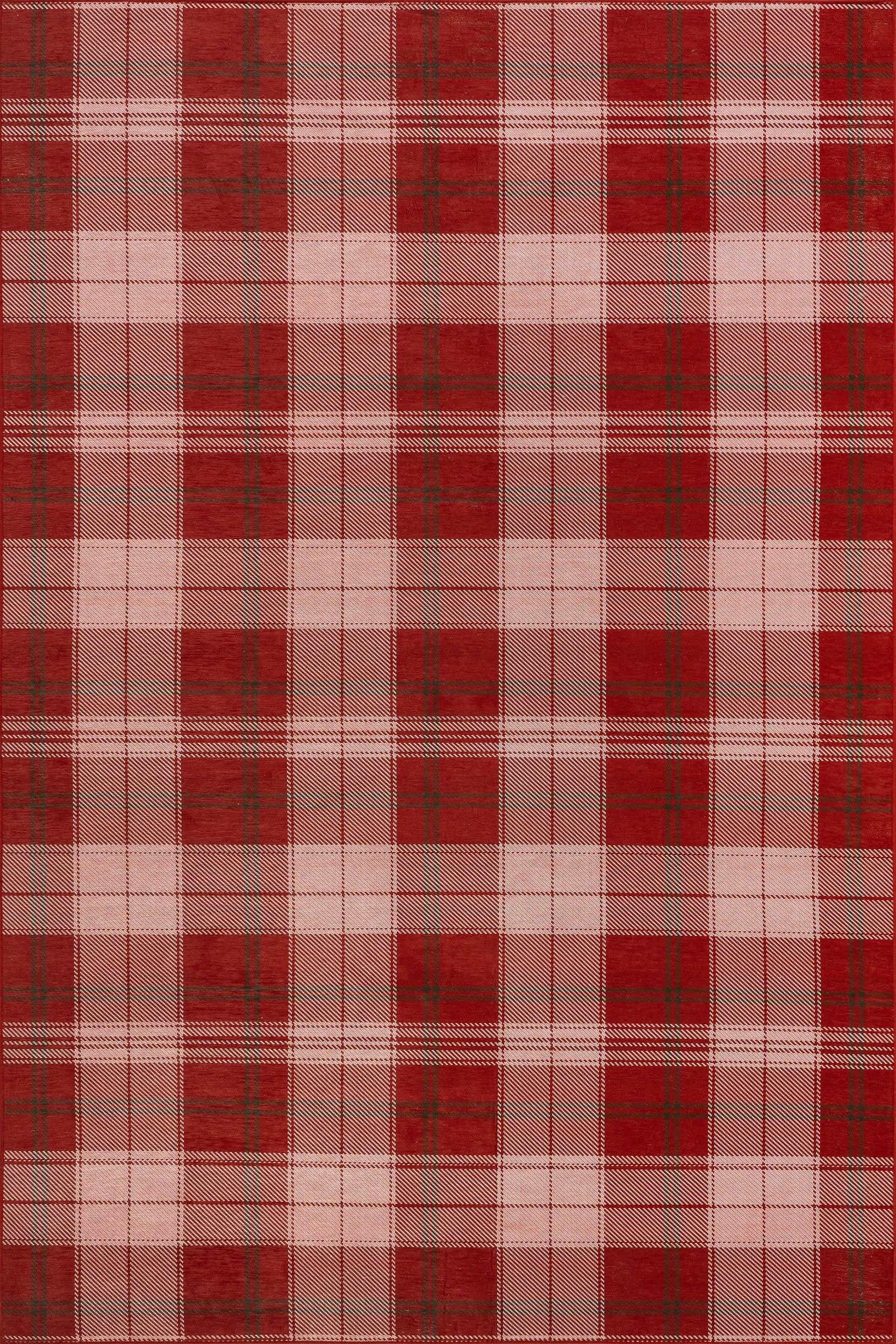 Tytiana Plaid Spill Proof Washable Rug | Red