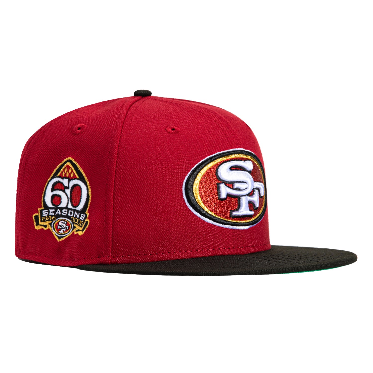 New Era 59Fifty San Francisco 49ers 60th Anniversary Patch Hat - Cardinal, Black