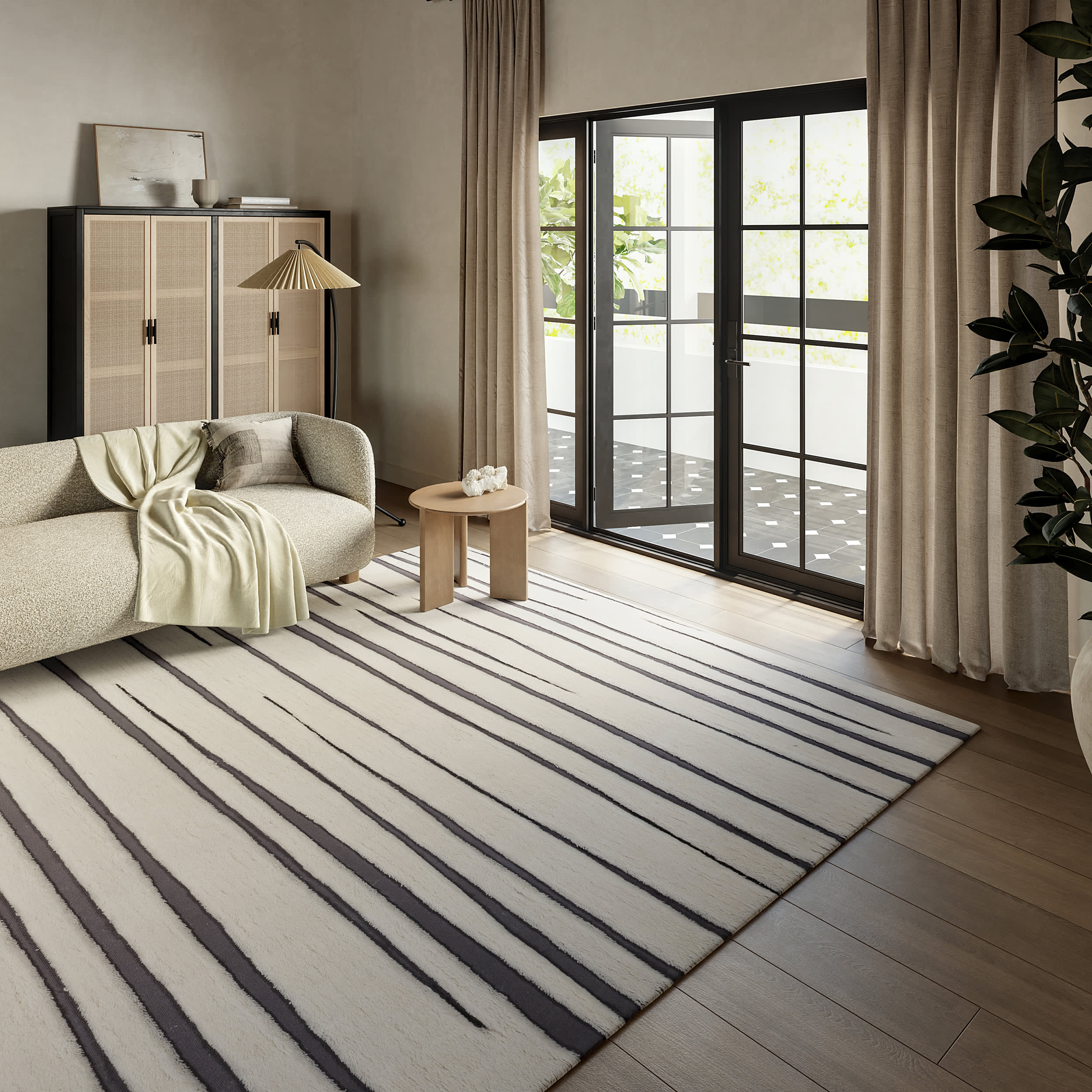 Studio Striped New Zealand Wool Rug | Ivory