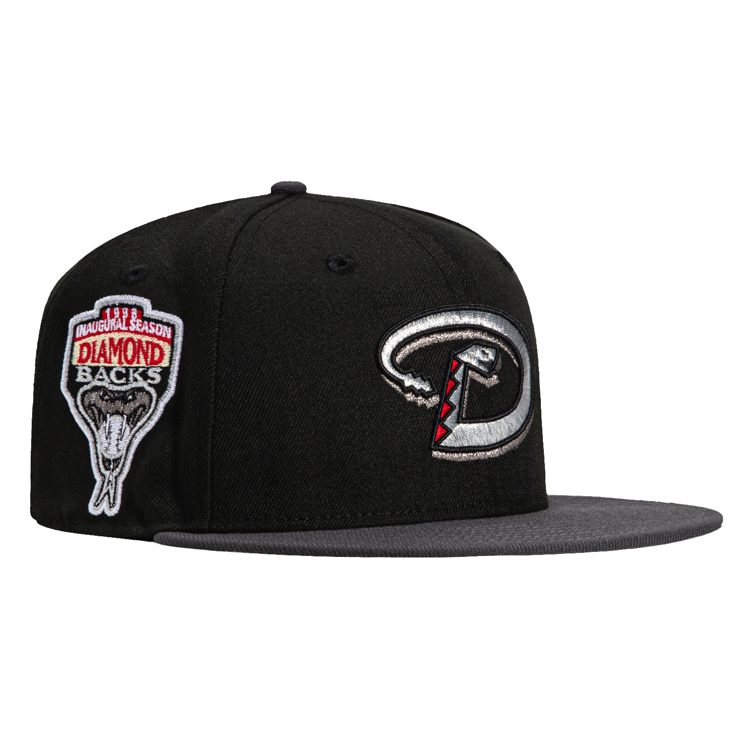 New Era 59Fifty Arizona Diamondbacks Inaugural Patch D Hat - Black, Graphite, Metallic Silver, Red