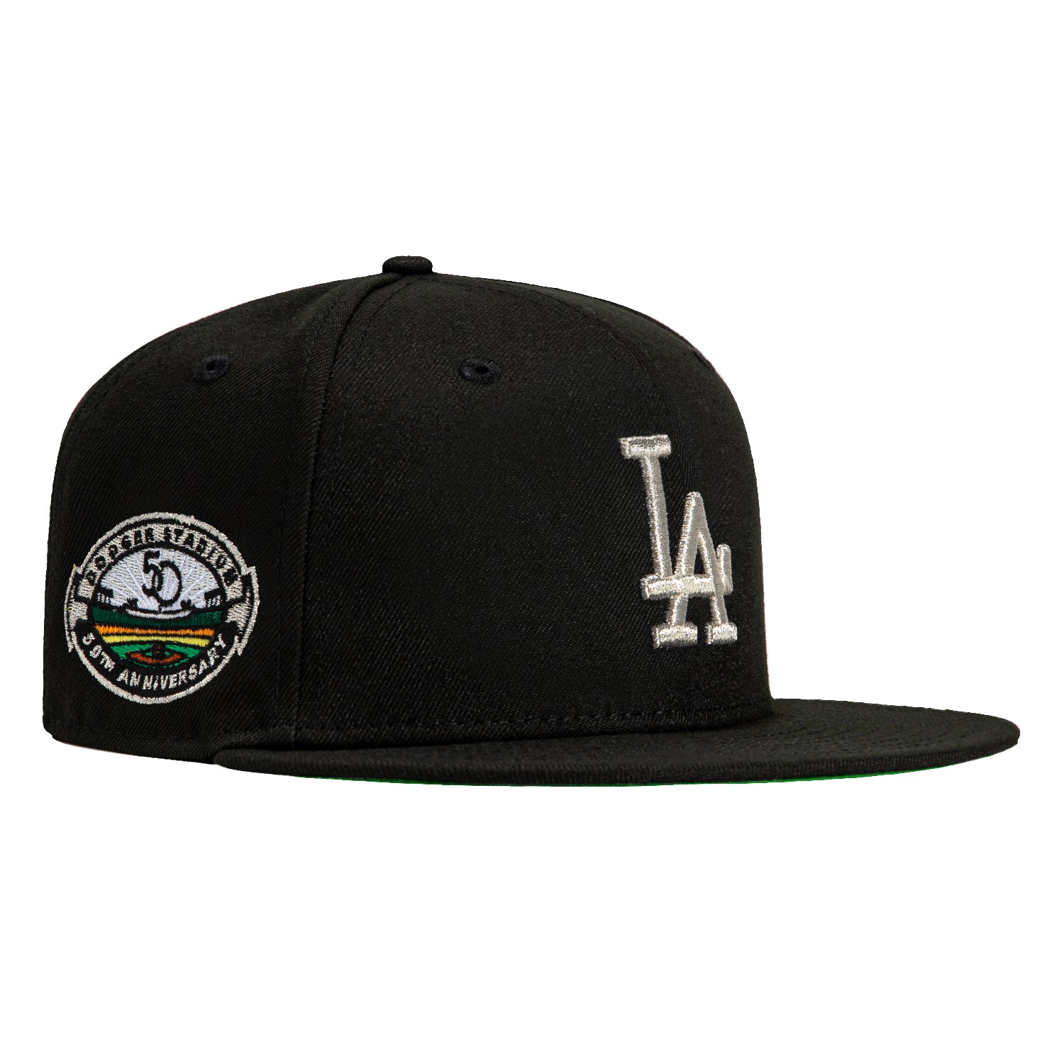 New Era 59Fifty Los Angeles Dodgers 50th Anniversary Stadium Patch Hat - Black, Metallic Silver