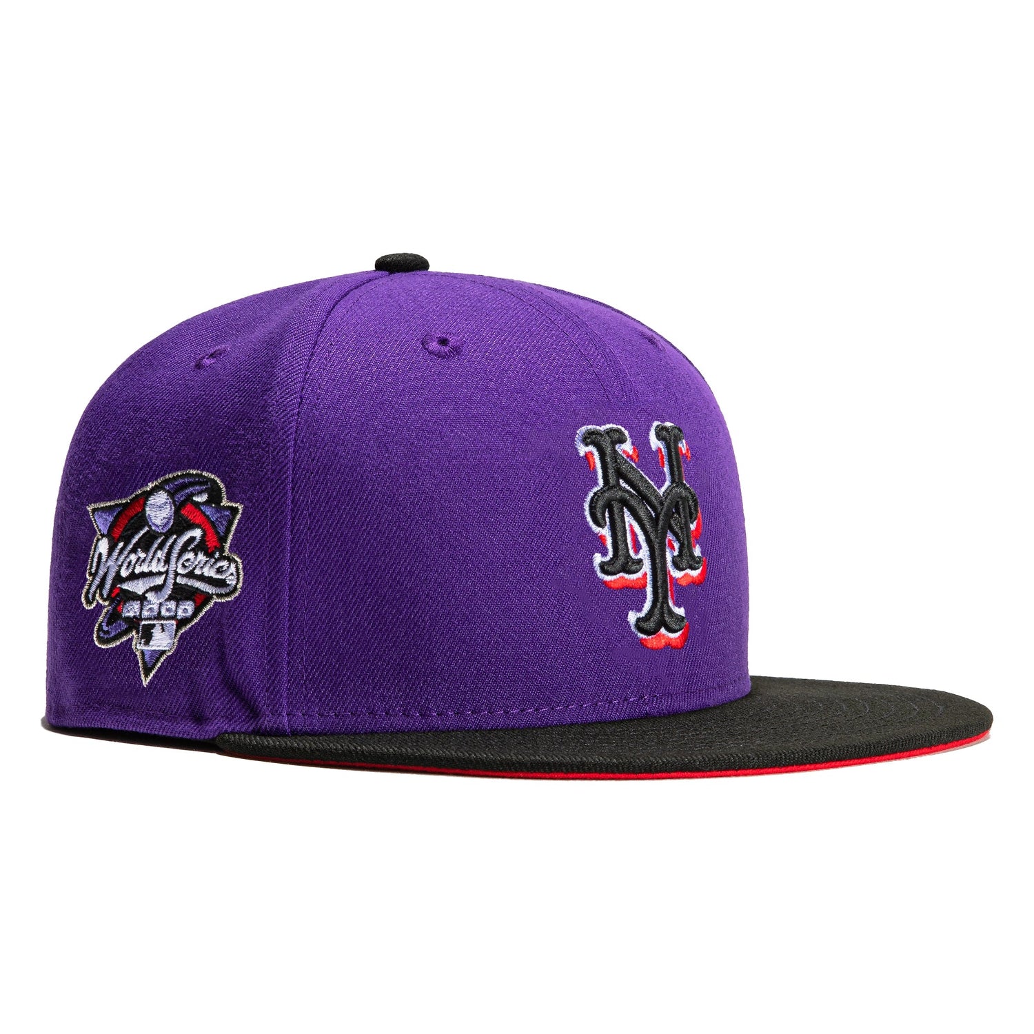 New Era 59Fifty T-Dot New York Mets 2000 World Series Patch Hat - Purple, Black, Red