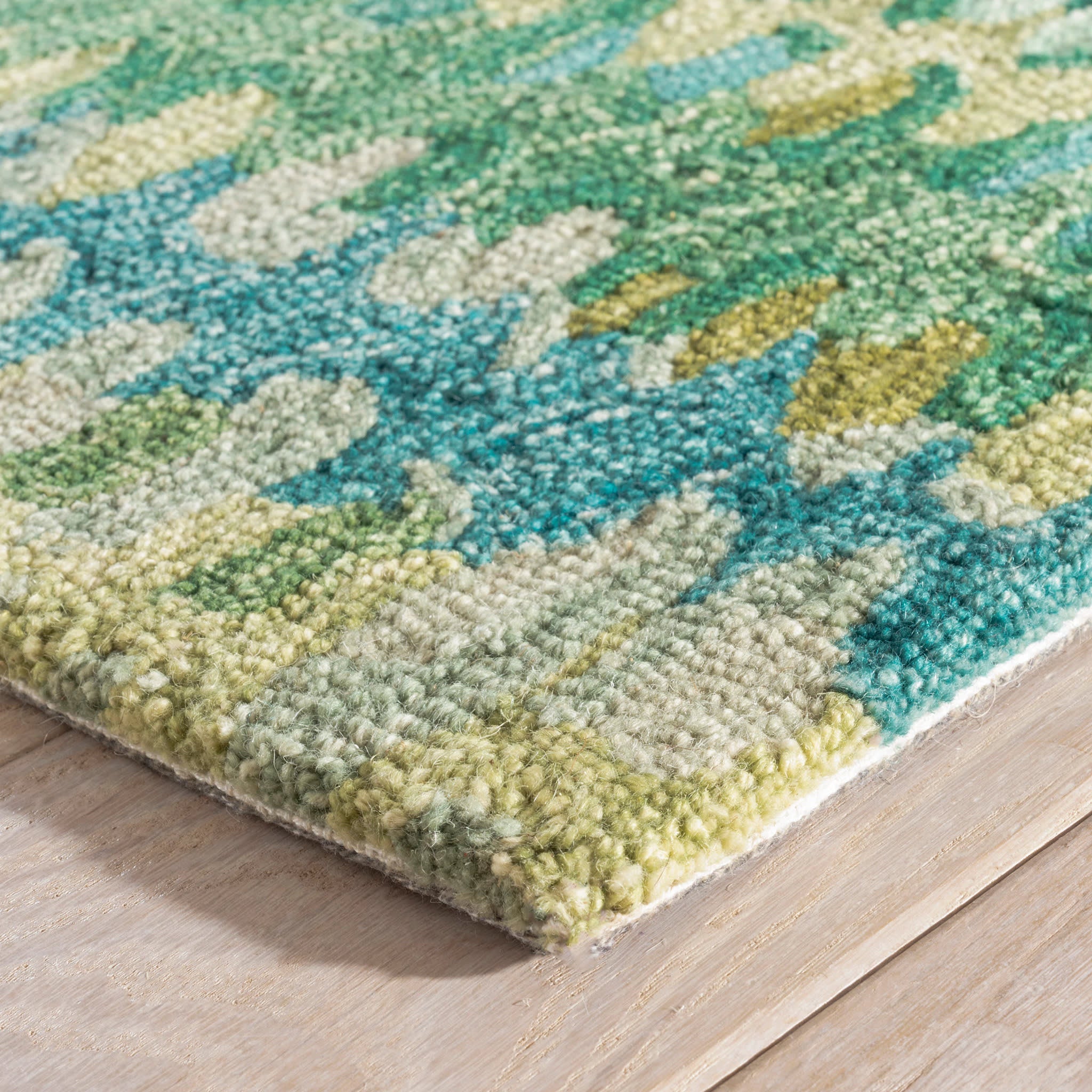 Paint Chip Moss Hand Micro Hooked Wool Rug