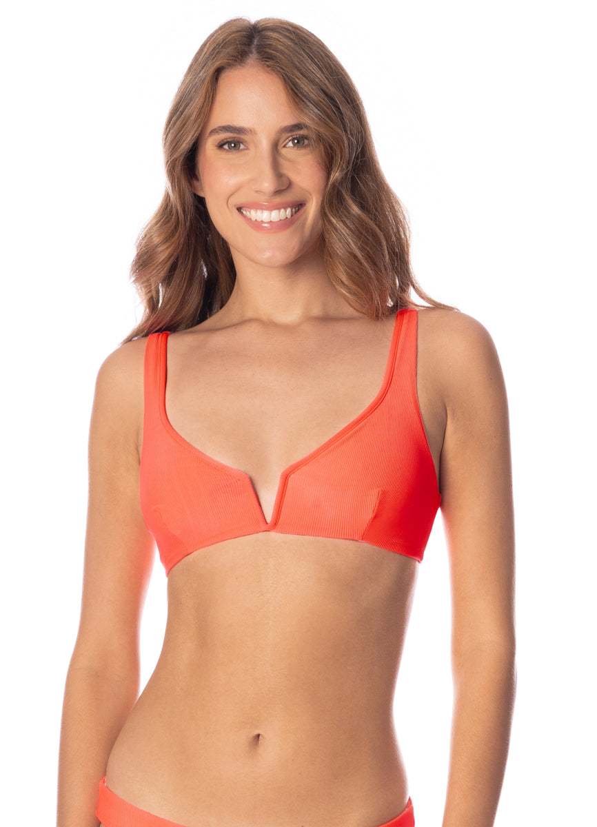 Maaji Fire Coral Victoria V Wire Bralette Bikini Top