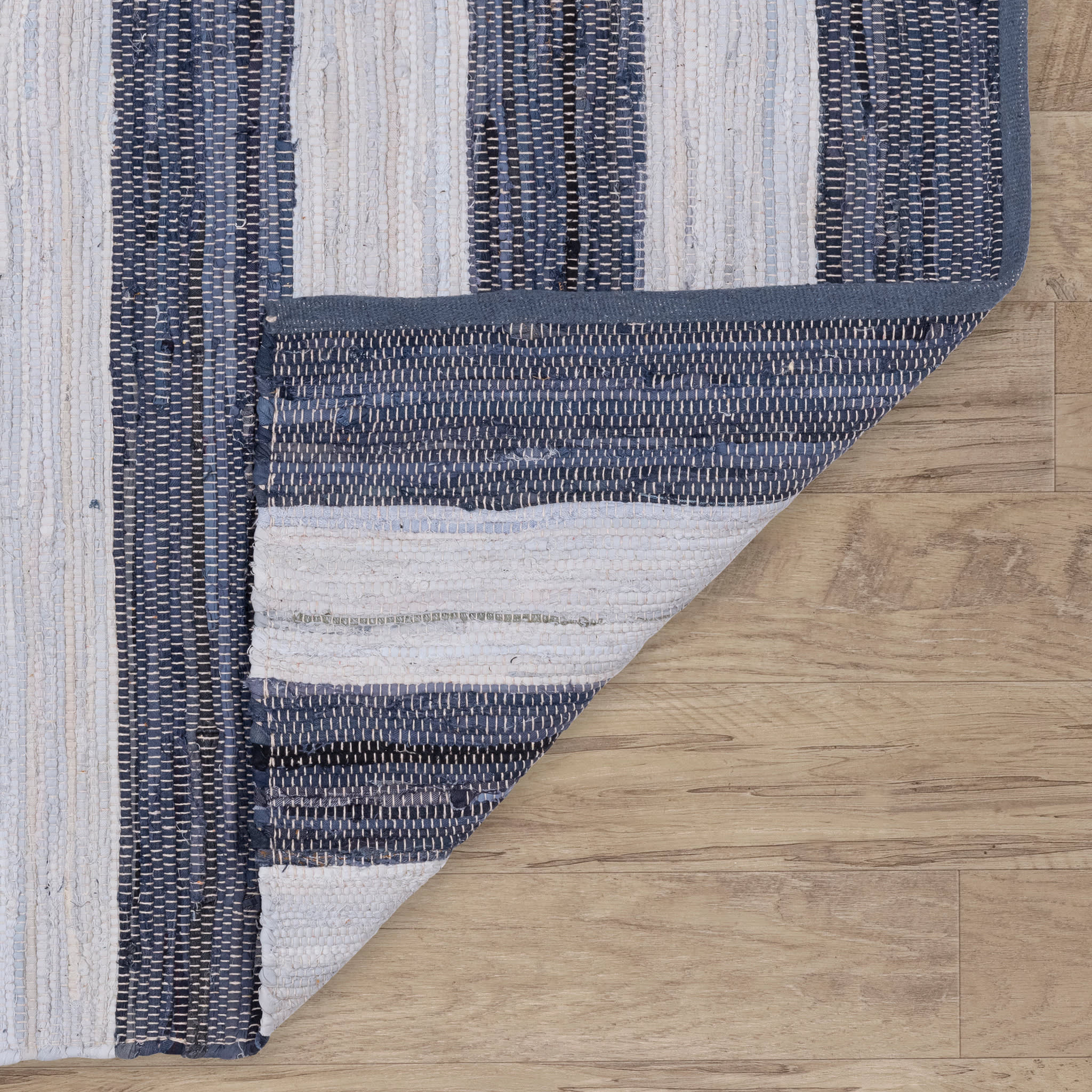 Striped Rag Denim Handwoven Cotton Rug