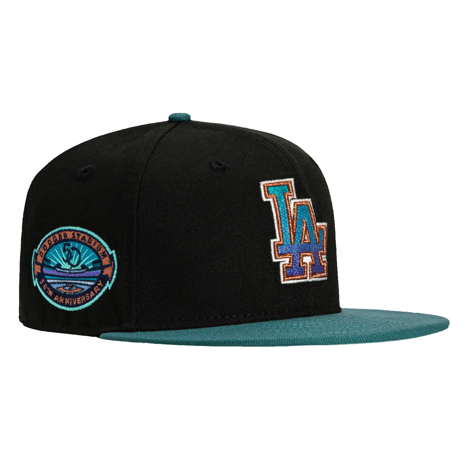 New Era 59Fifty Winter Forest Los Angeles Dodgers 50th Anniversary Stadium Patch Gradient Hat - Black, Green