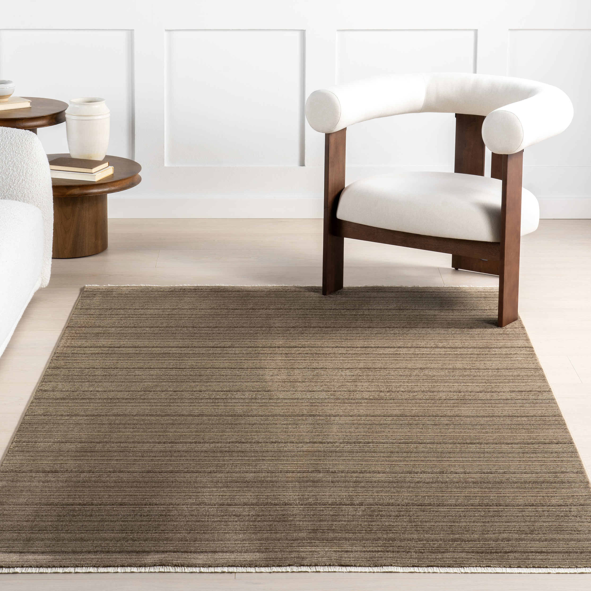 Lylah Solid Fringed Rug | Brown