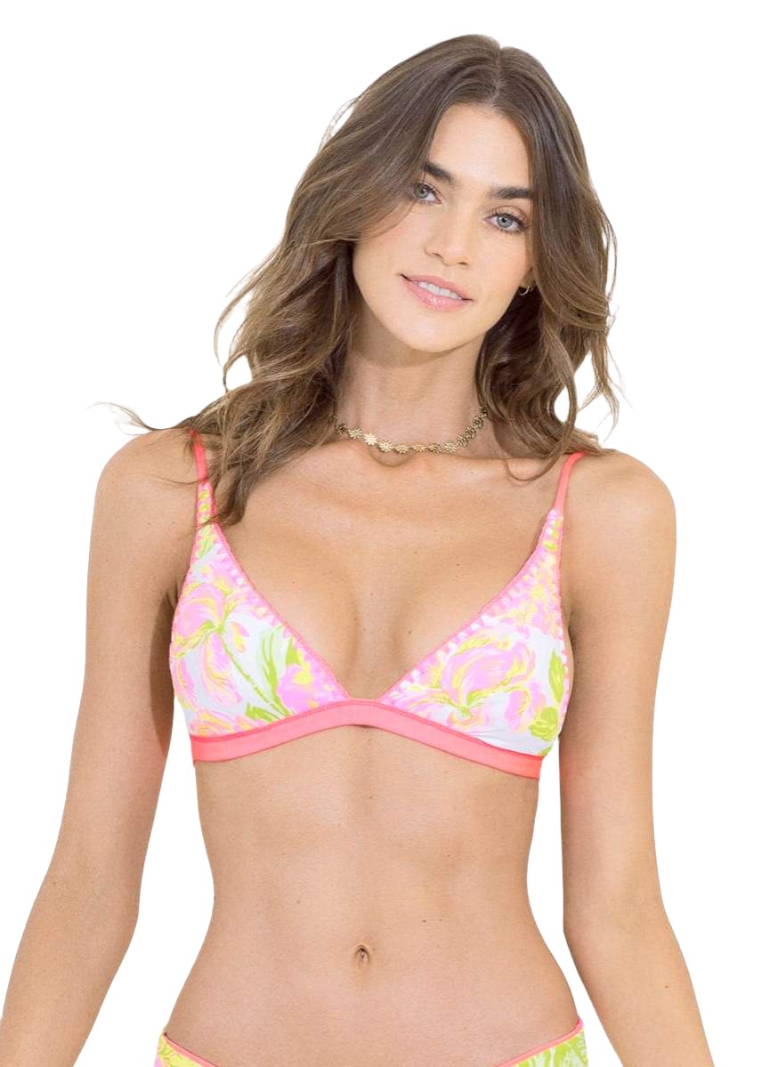 Maaji Fandango Pink Ivy Fixed Triangle Bikini Top