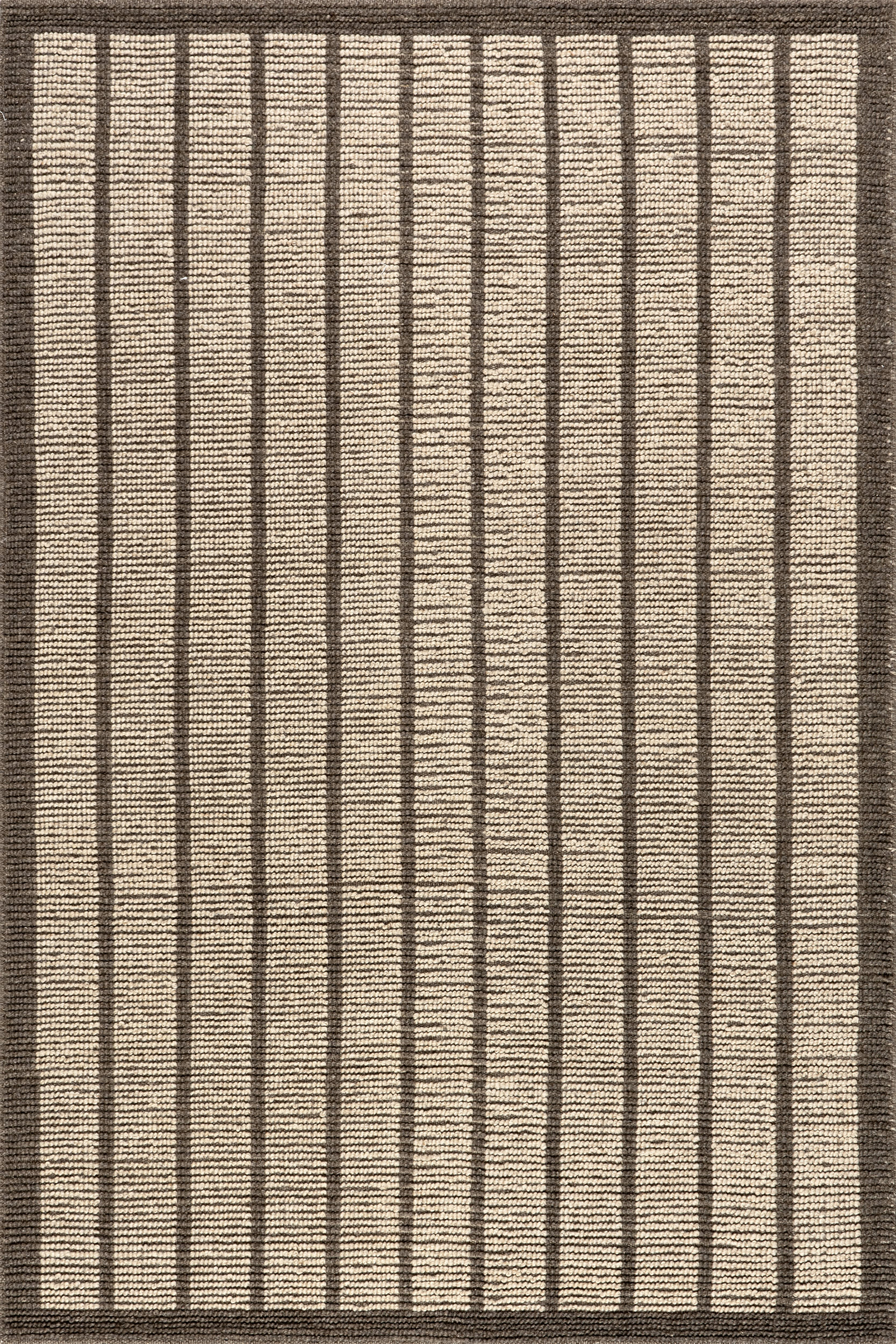 Eva Block Stripe Wool Blend Rug | Brown