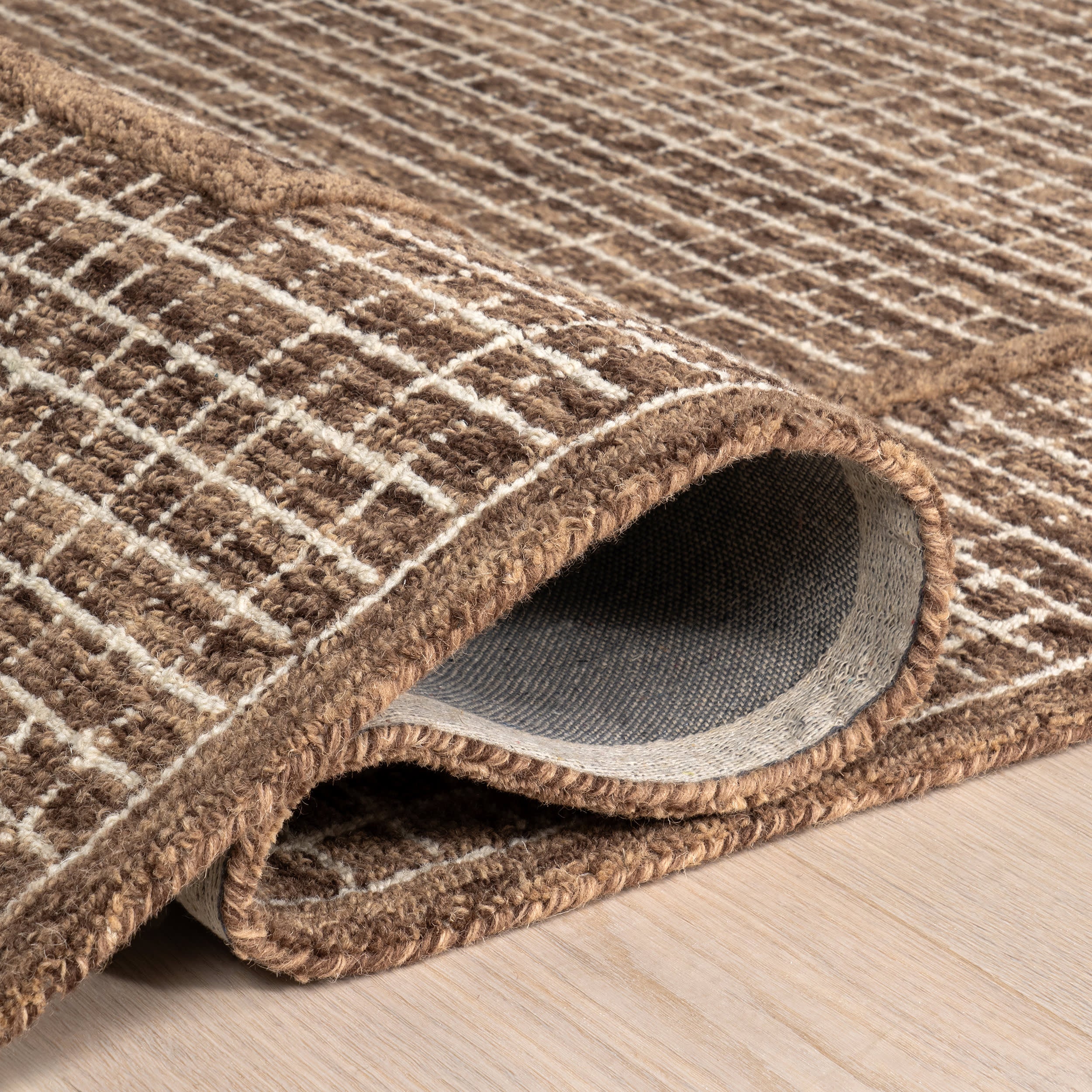 Chessie Checked Wool Rug | Brown