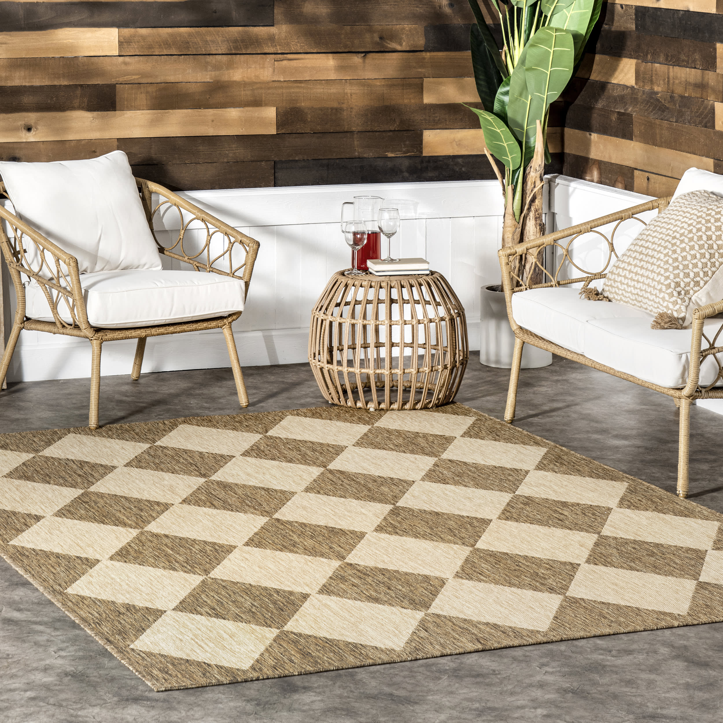 Adelaide Harlequin Indoor/Outdoor Rug | Brown