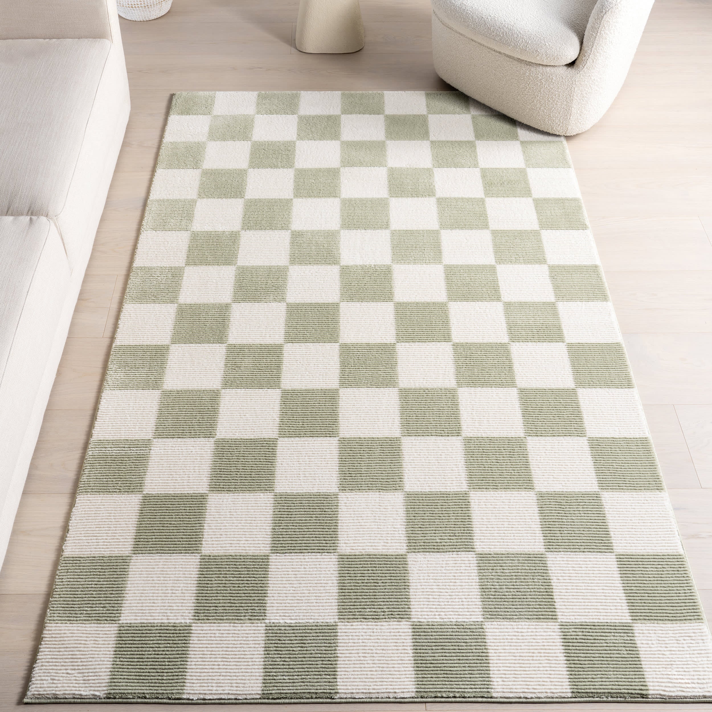 Stockton Plush Textured Washable Rug | Light Green