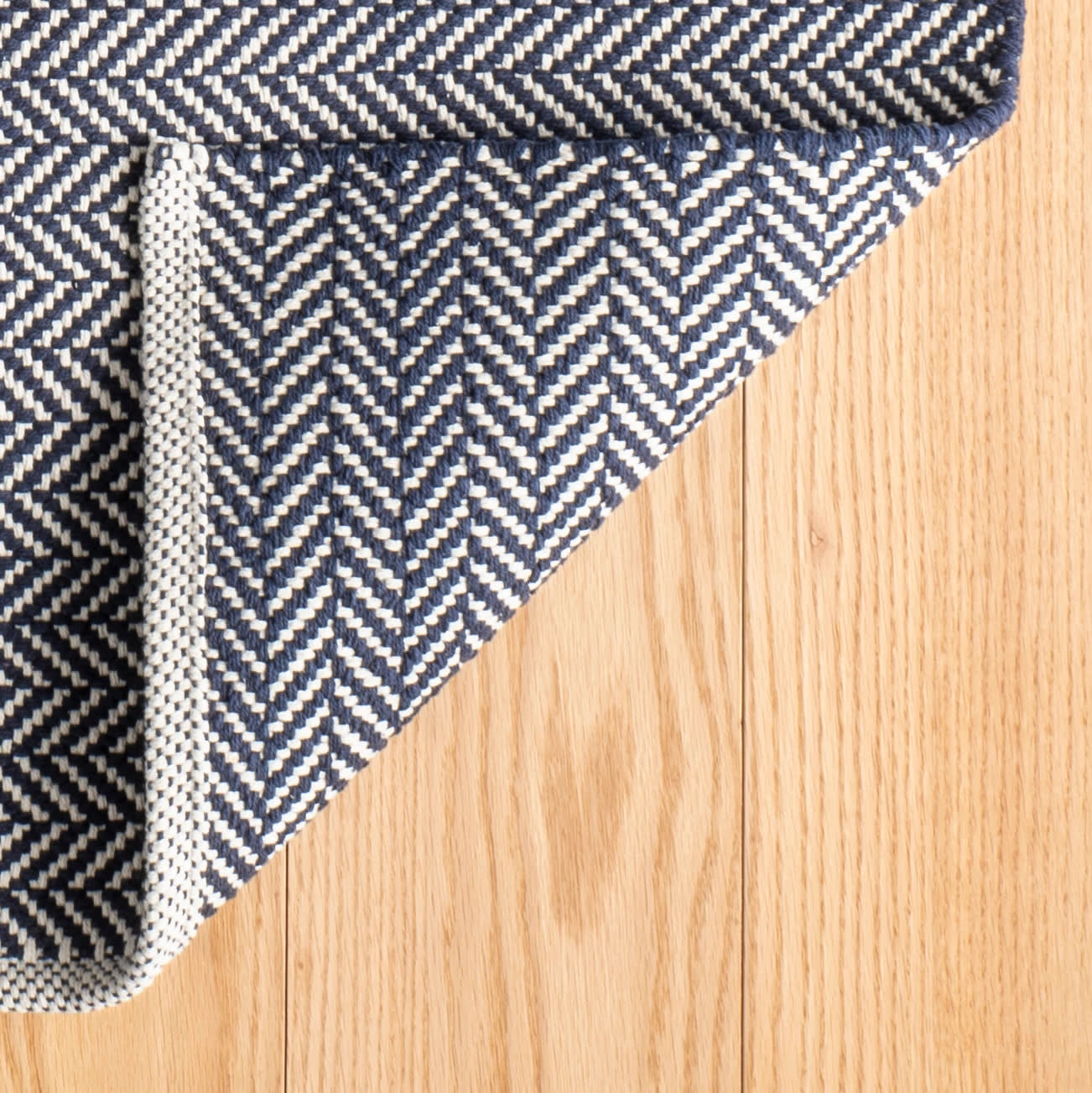 Herringbone Indigo Handwoven Cotton Rug