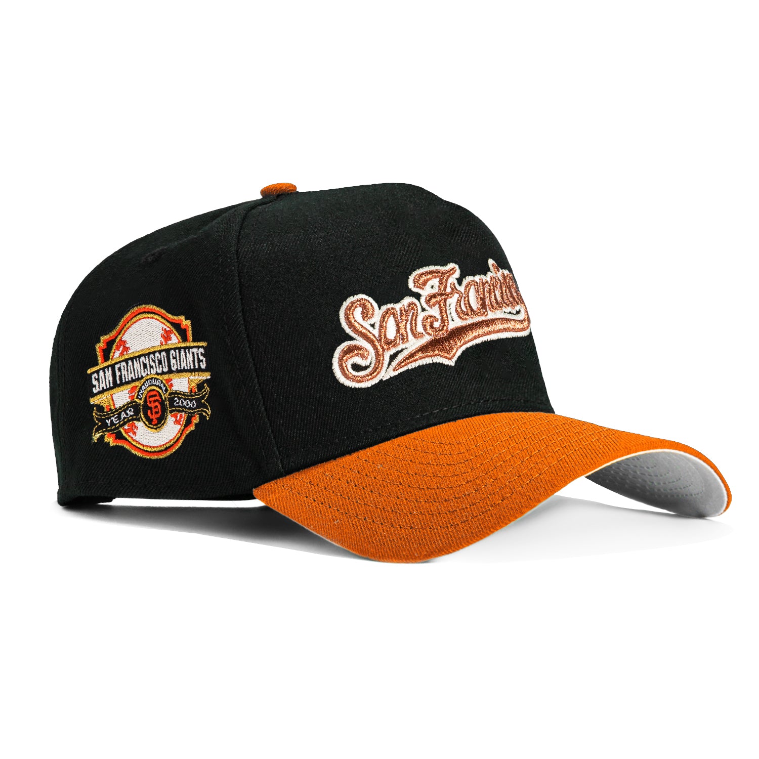 New Era 9Forty A-Frame San Francisco Giants Inaugural Patch Snapback Script Hat - Black, Burnt Orange