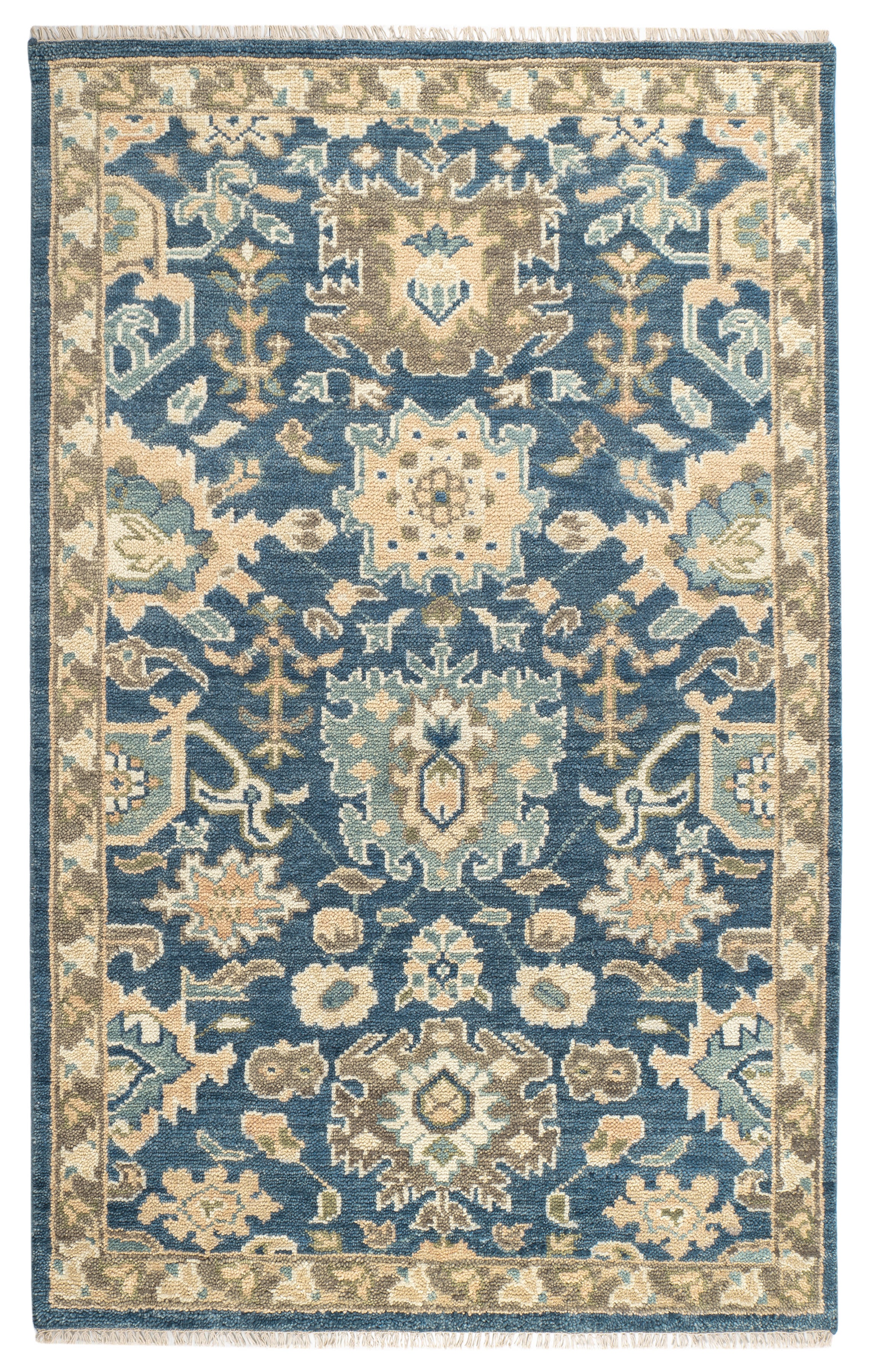 Camille Navy Hand Knotted Wool Rug