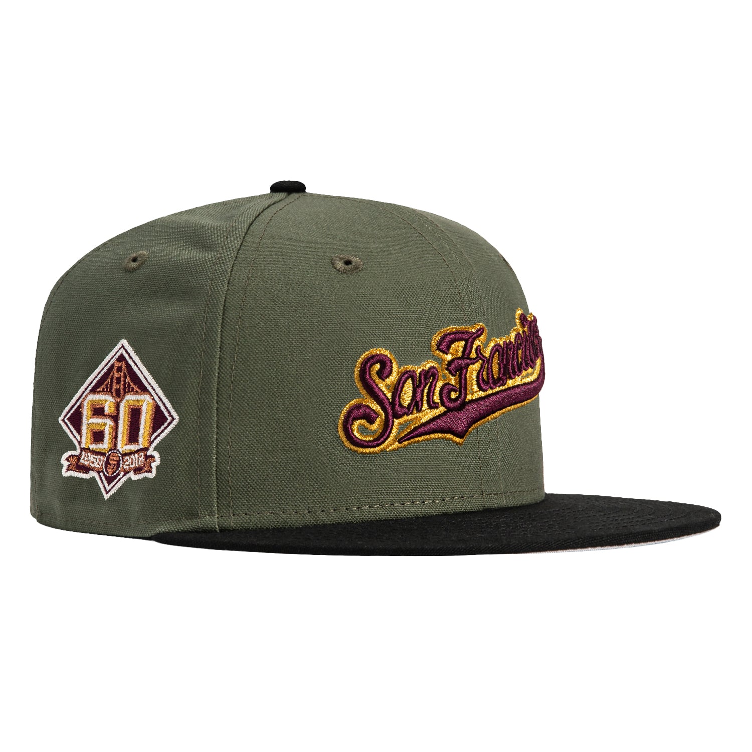 New Era 59Fifty San Francisco Giants 60th Anniversary Patch Script Hat - Olive, Black