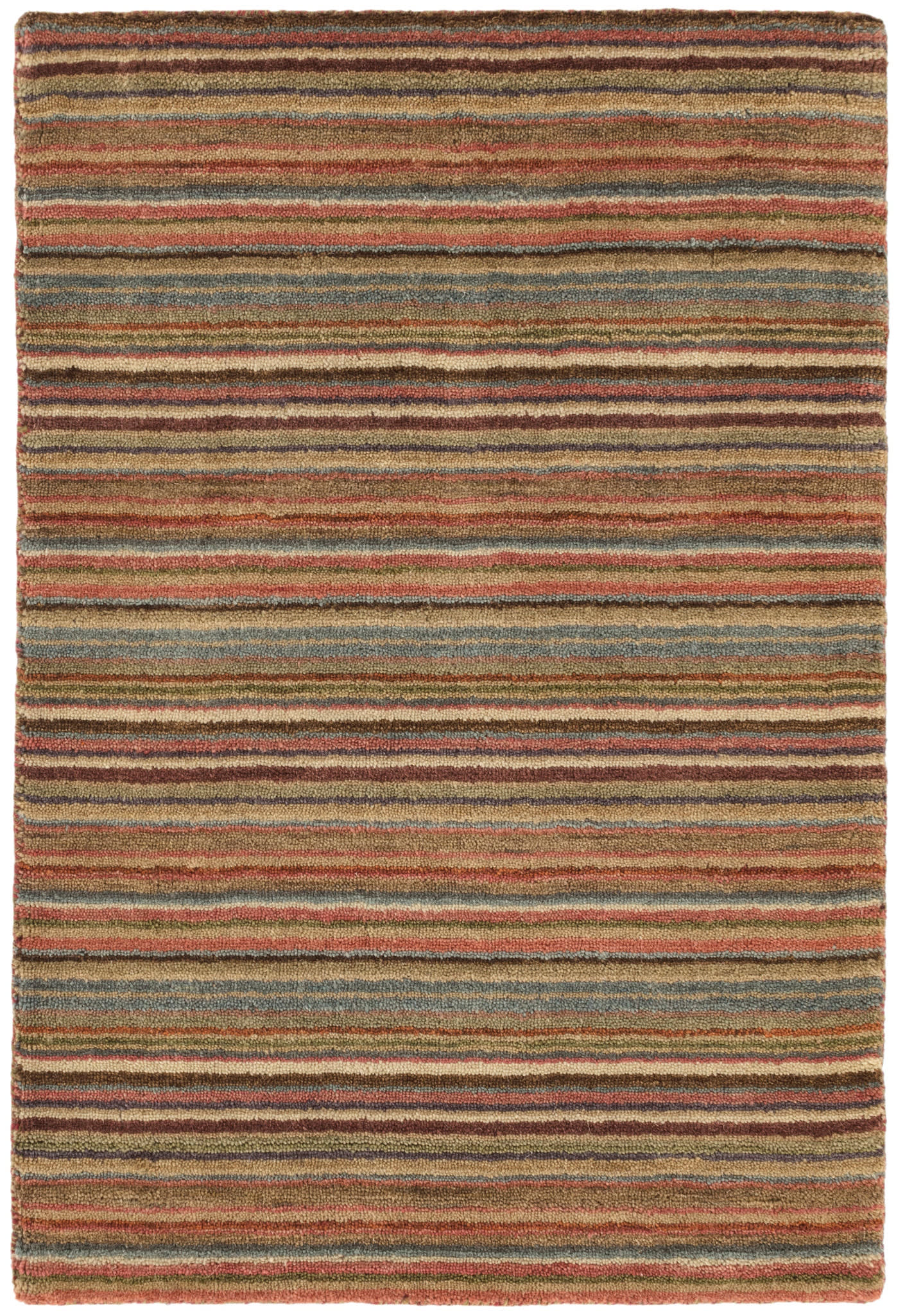 Brindle Stripe Spice Hand Loom Knotted Wool Rug