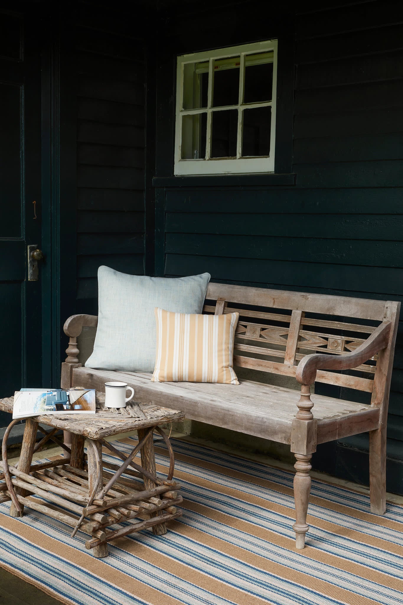 Blue Heron Stripe Handwoven Indoor/Outdoor Rug