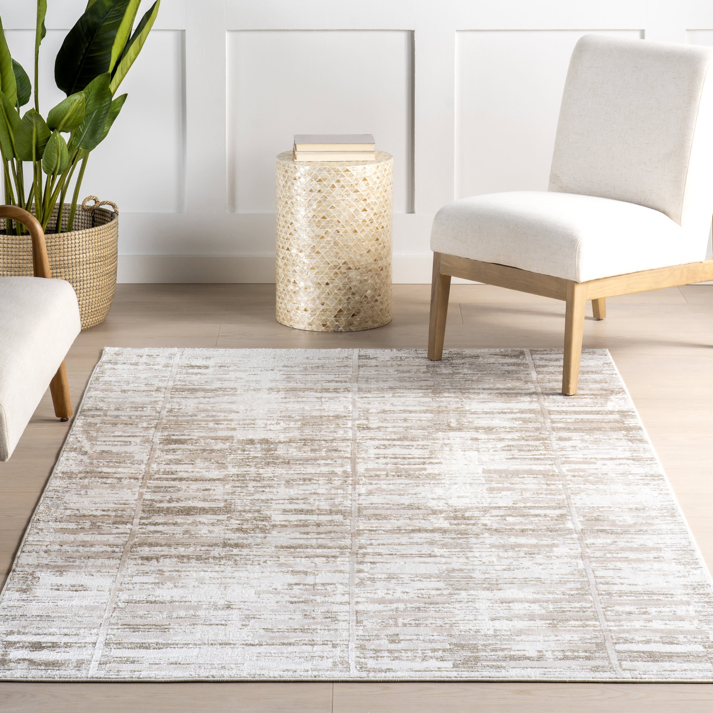 Mercy Geometric Washable Rug | Light Beige