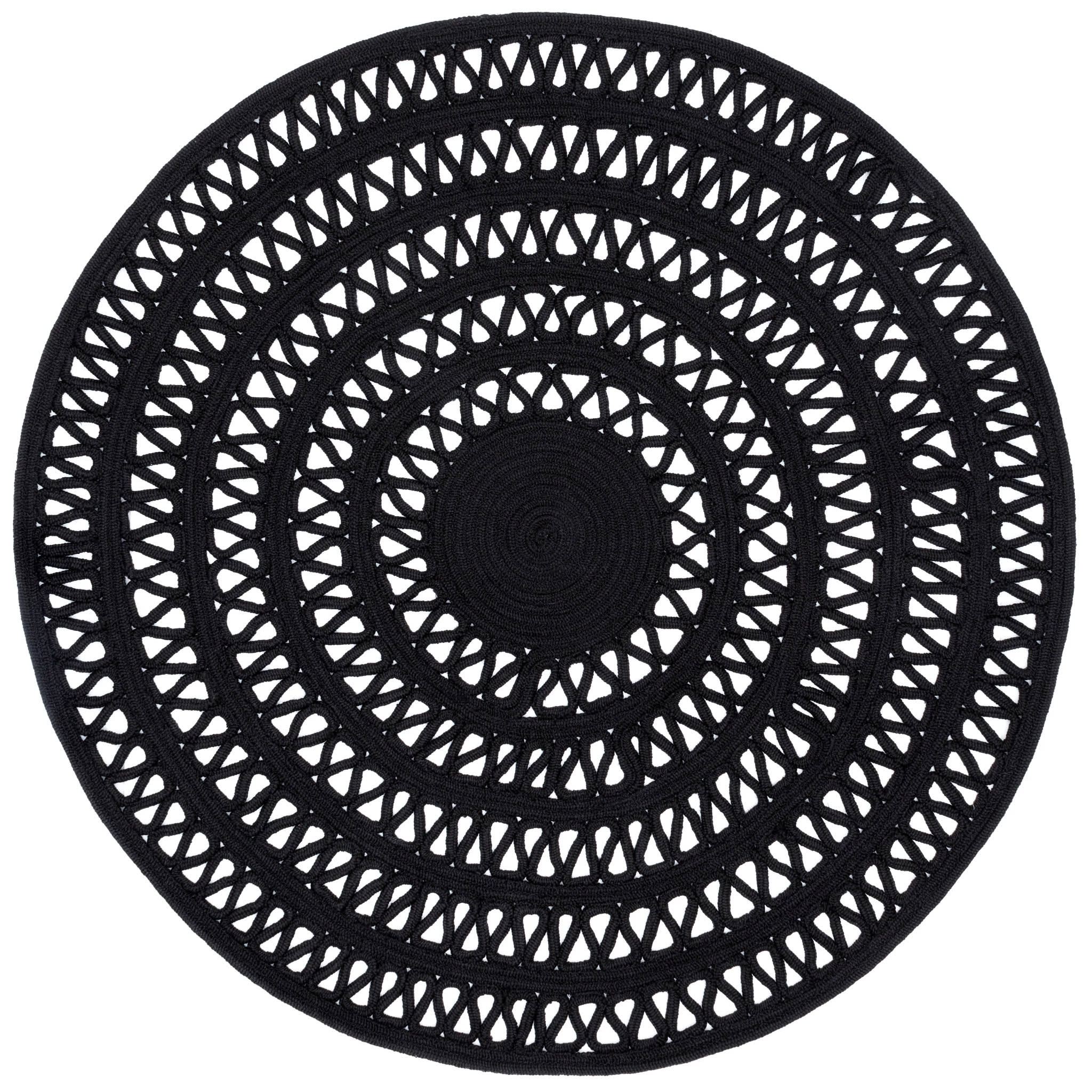 Bowline Black Handwoven Indoor/Outdoor Round Rug