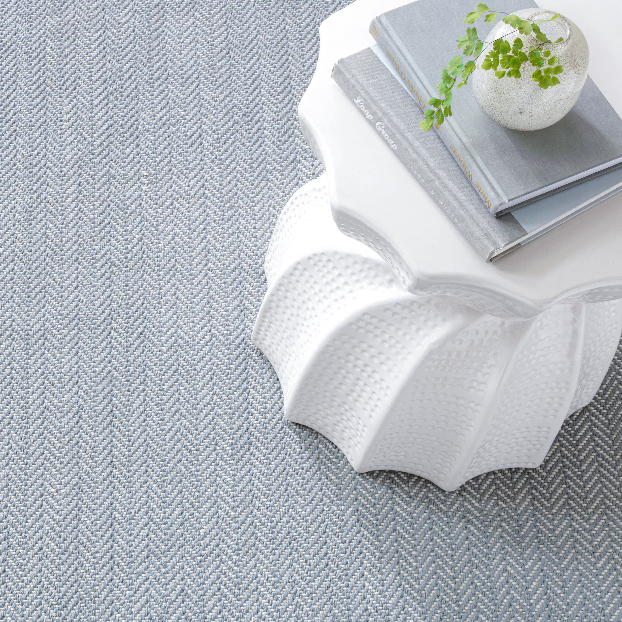 Herringbone Swedish Blue Handwoven Cotton Rug