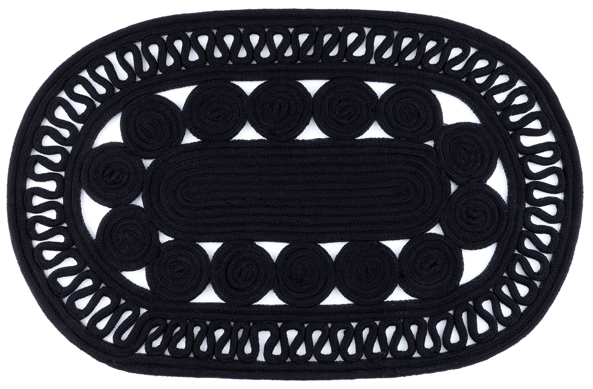 Audrey Black Handwoven Indoor/Outdoor Oval Rug